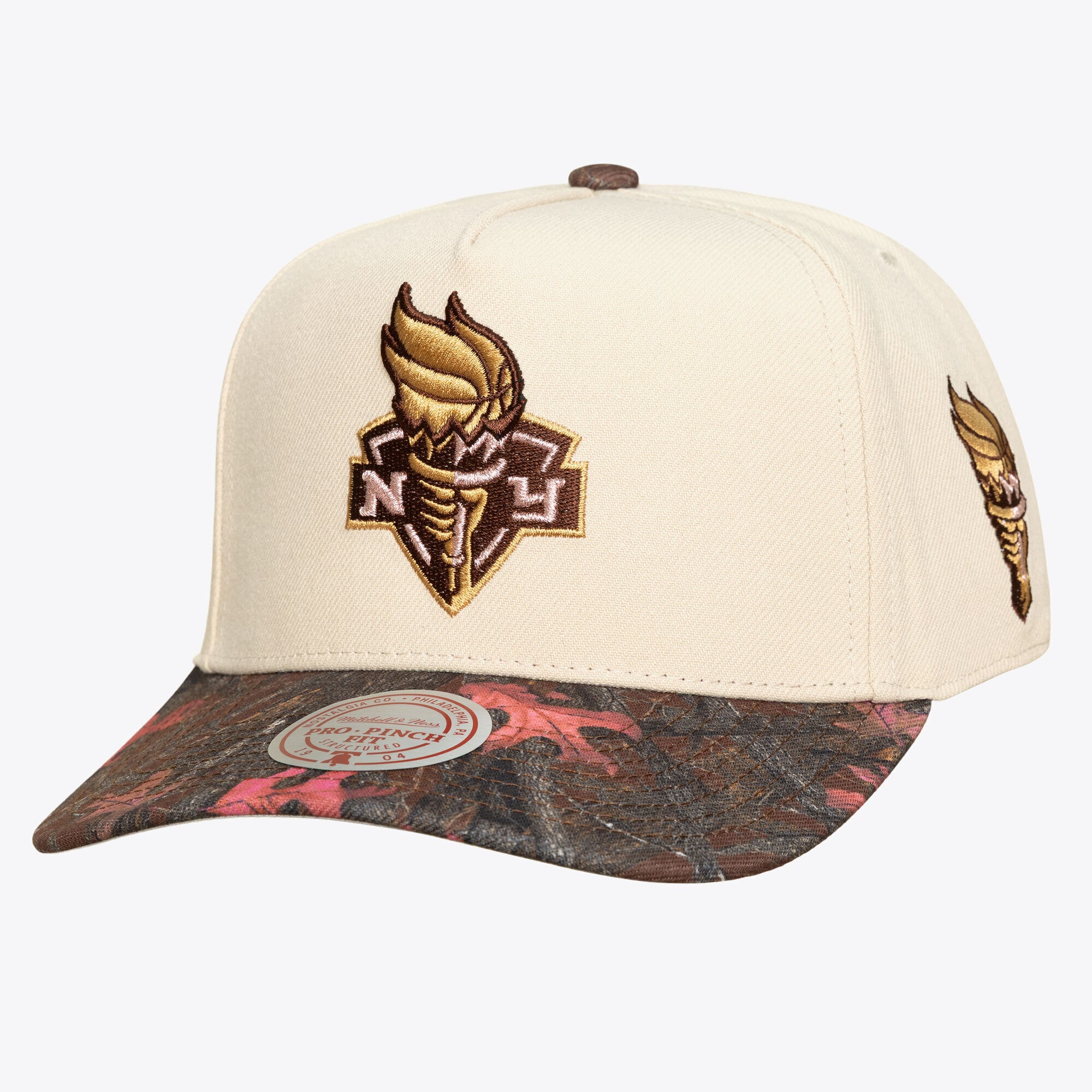 Unisex Mitchell & Ness  Cream New York Liberty Pink Pro Snapback Hat