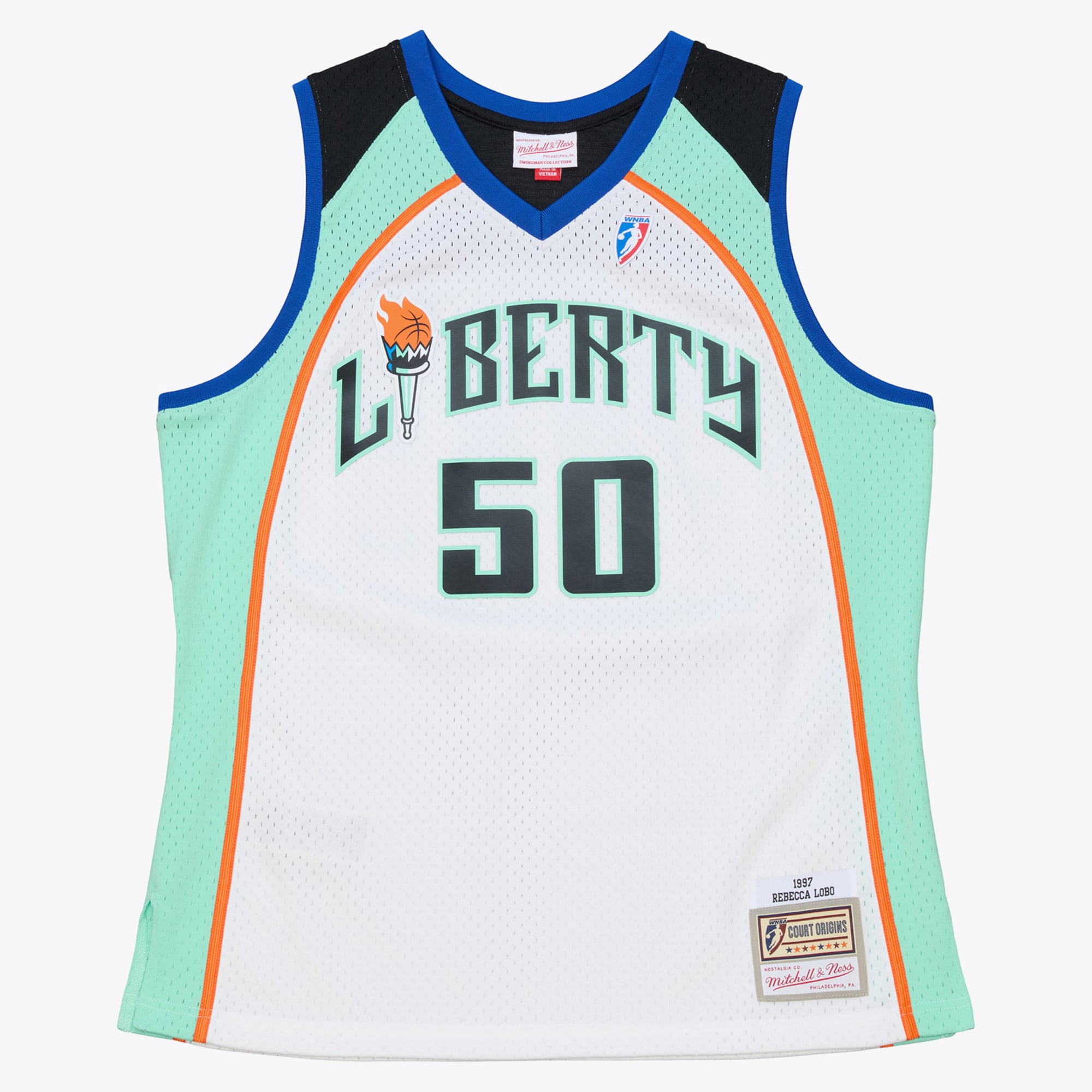 Unisex Mitchell & Ness Rebecca Lobo White New York Liberty 1997 Swingman Jersey - Court Origins