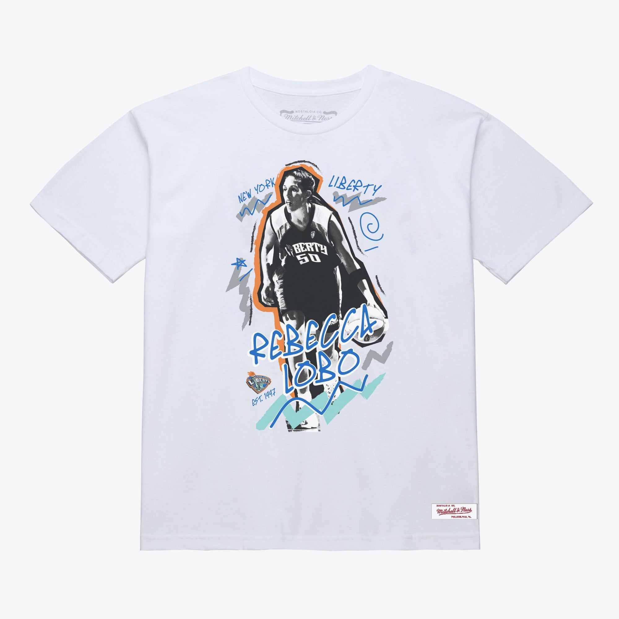 Unisex Mitchell & Ness Rebecca Lobo White New York Liberty Chalked Up T-Shirt - Court Origins