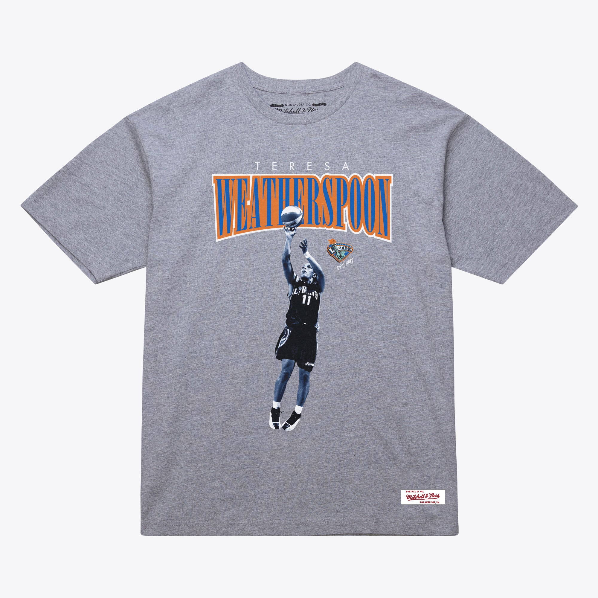 Unisex Mitchell & Ness Teresa Weatherspoon Heather Gray New York Liberty Player Boyfriend T-Shirt - Court Origins