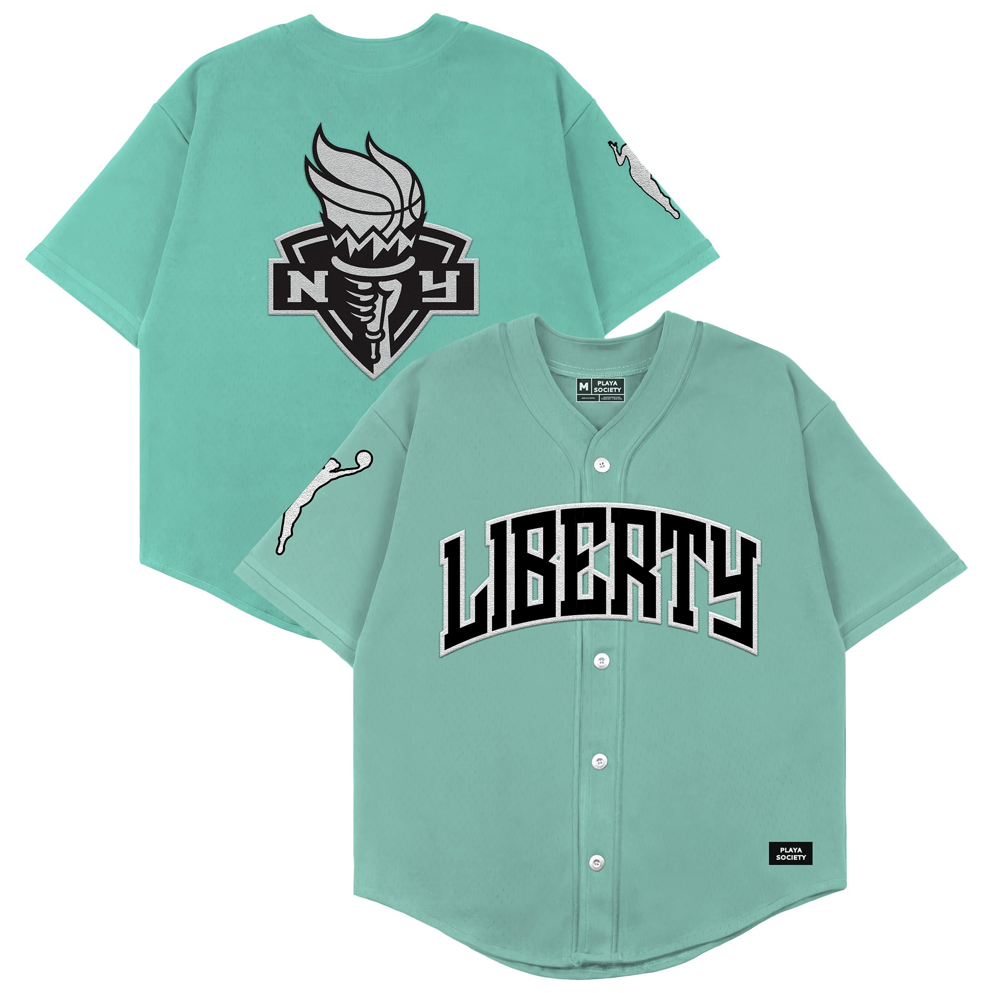 Unisex Playa Society Mint New York Liberty Baseball Fashion Jersey