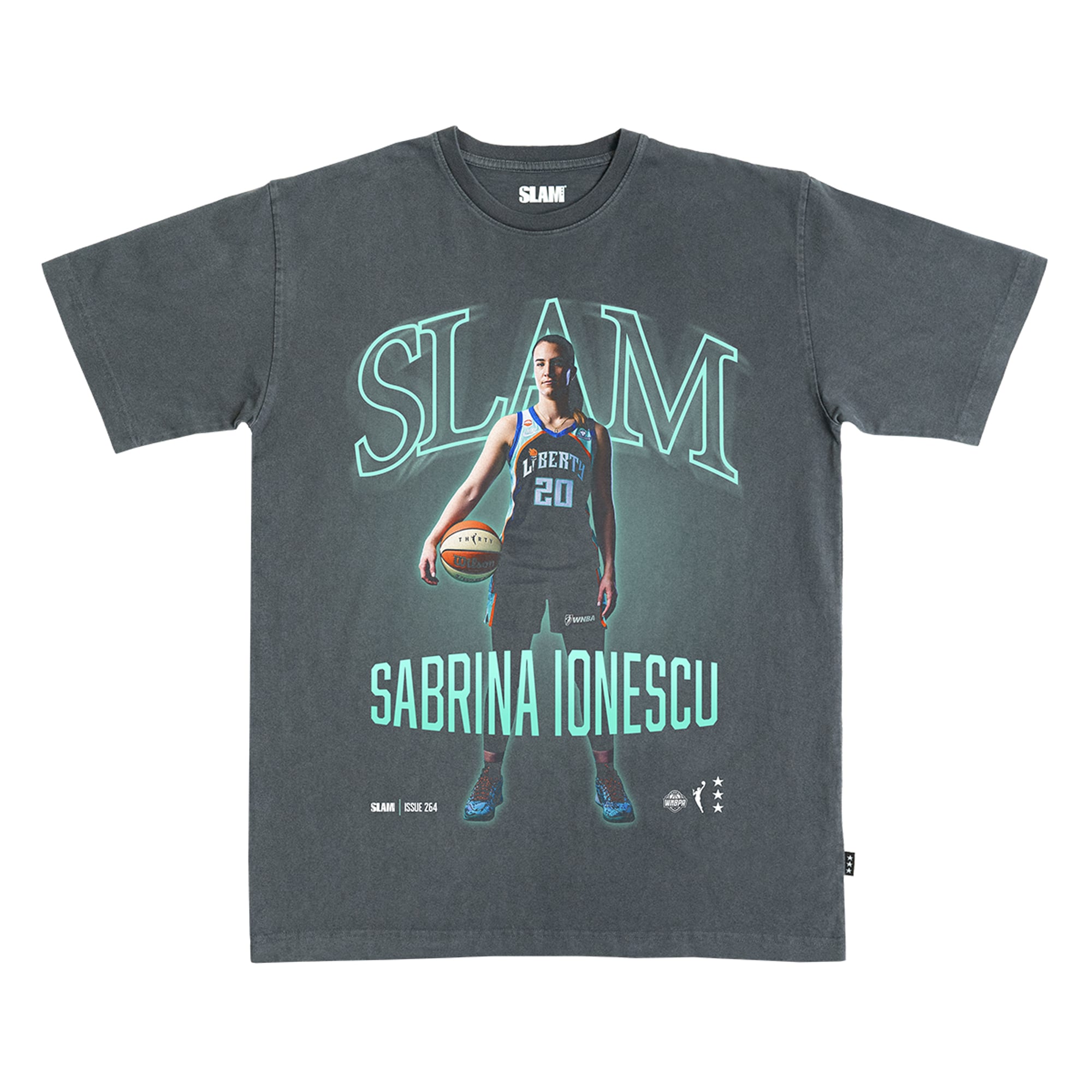 T-shirt unisexe SLAM Sabrina Ionescu Charcoal New York Liberty Remix Heavy