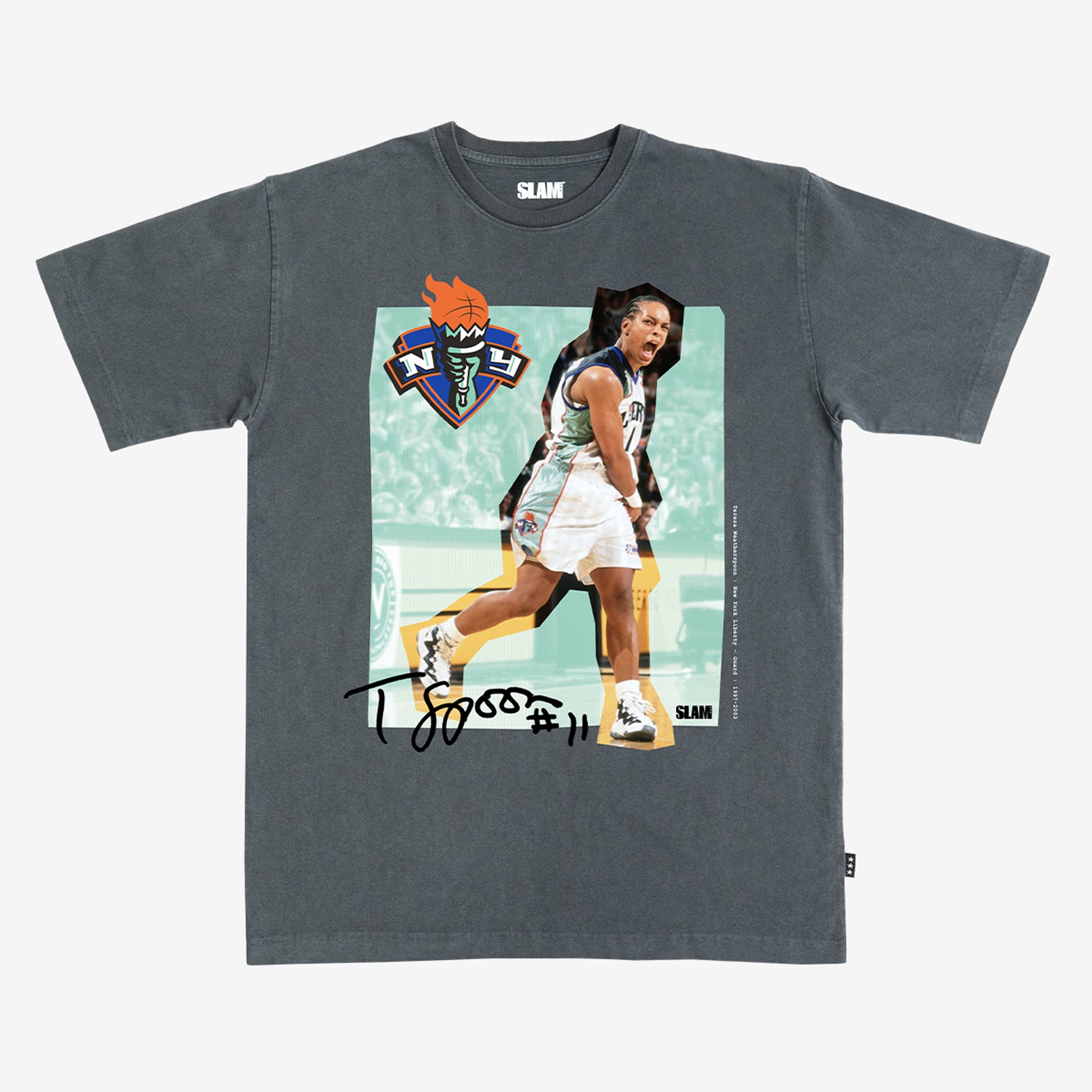Unisex SLAM Teresa Weatherspoon Charcoal New York Liberty Court Origins Heavyweight T-Shirt