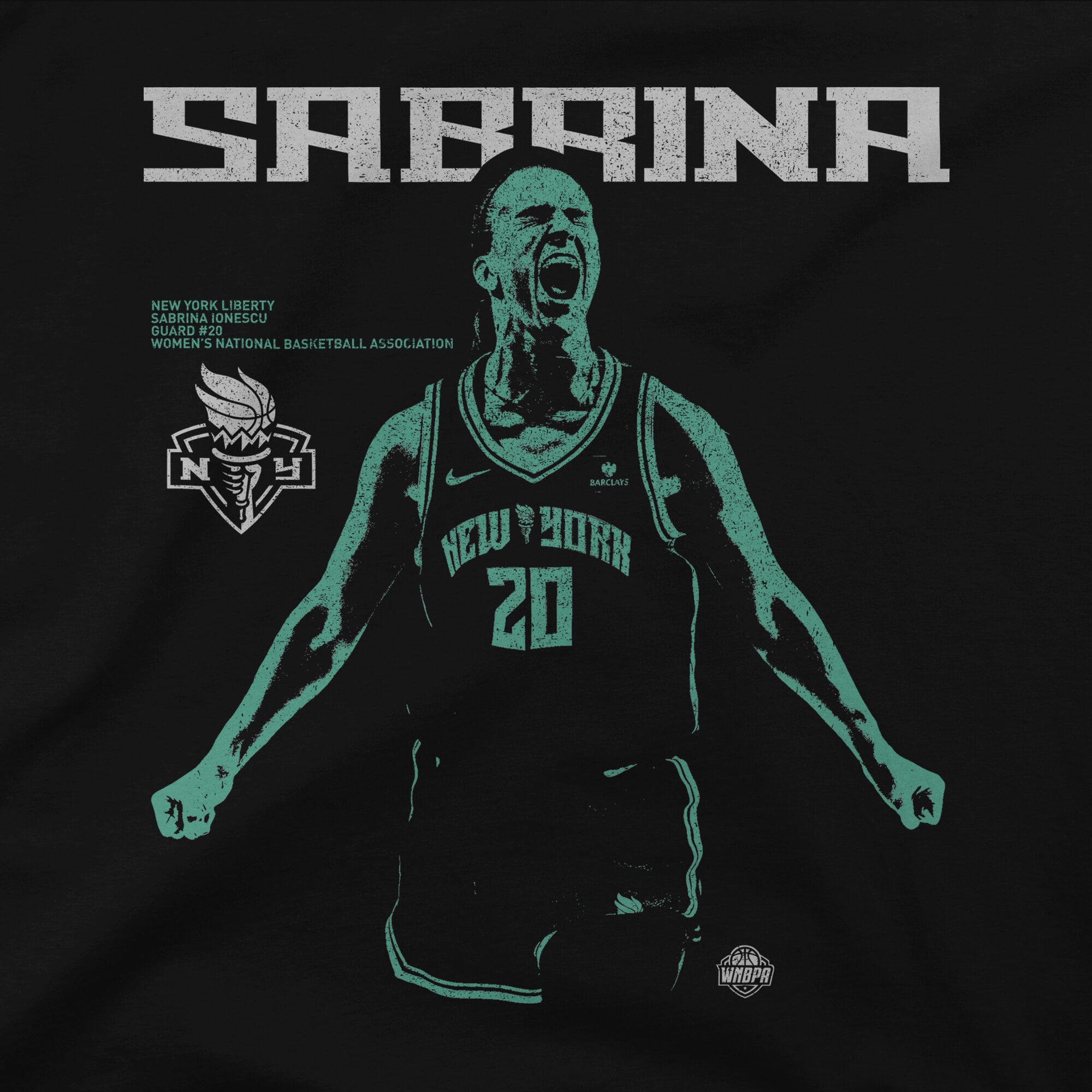 Unisex Stadium Essentials Sabrina Ionescu Black New York Liberty Two-Step Urban T-Shirt