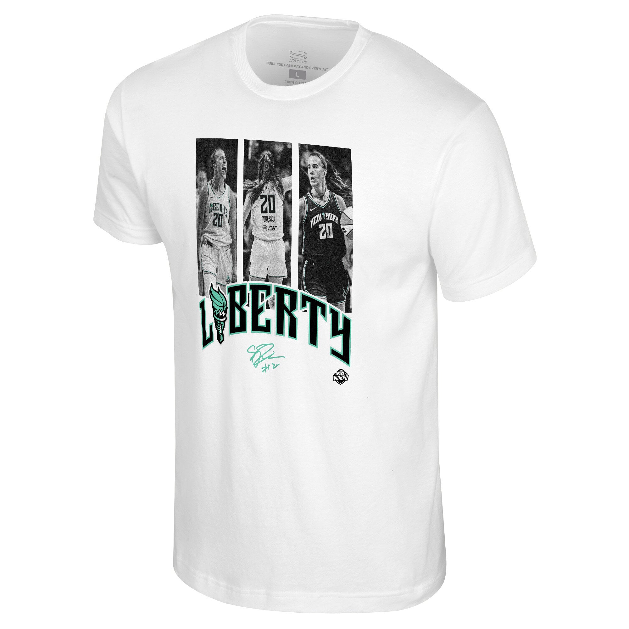 Unisex Stadium Essentials Sabrina Ionescu White New York Liberty Team Player Hustle T-Shirt