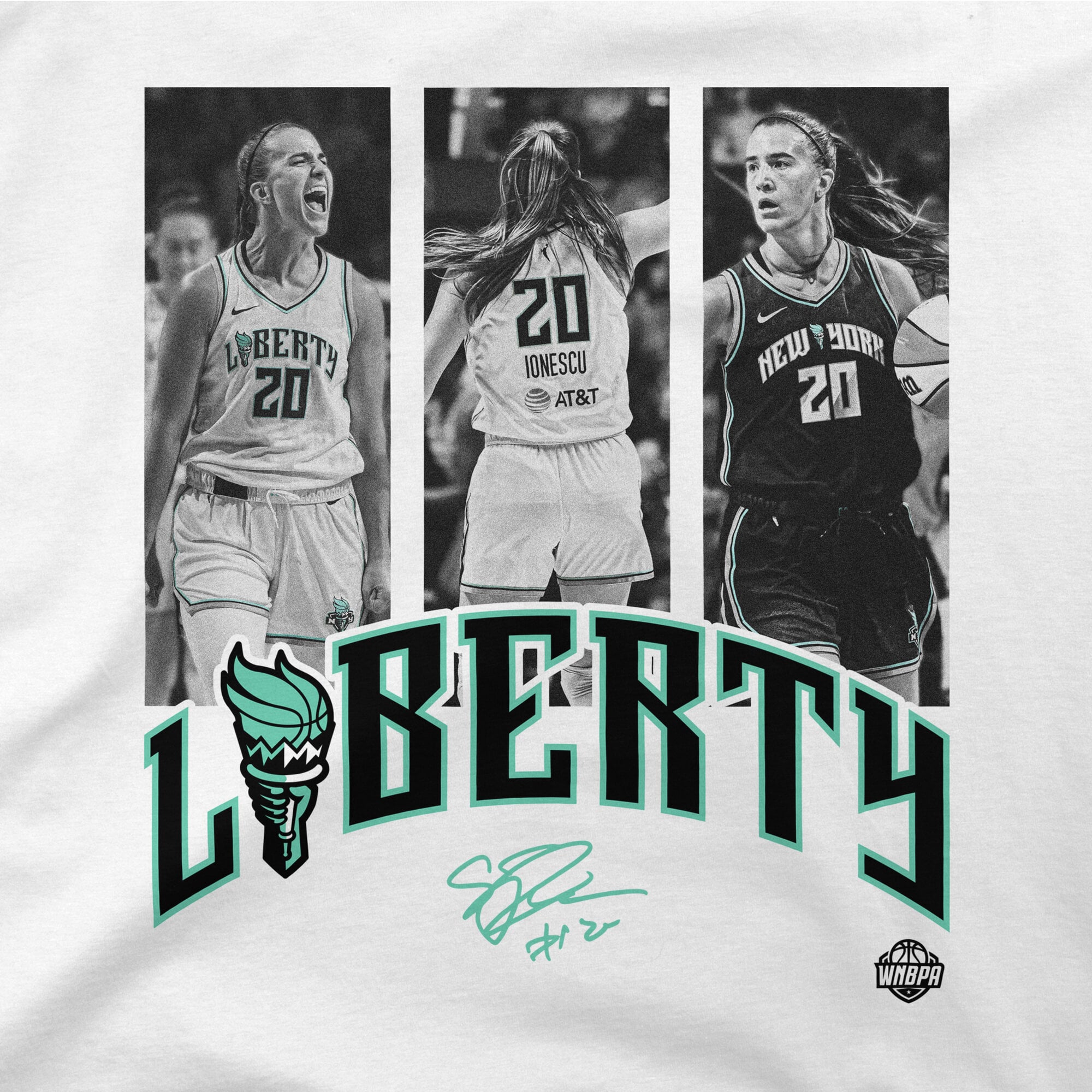 Unisex Stadium Essentials Sabrina Ionescu White New York Liberty Team Player Hustle T-Shirt