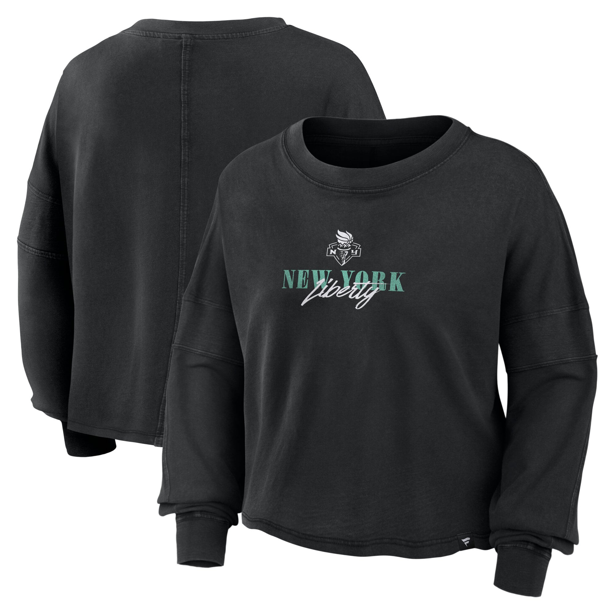 Haut oversize à manches longues Fanatics noir New York Liberty pour femme
