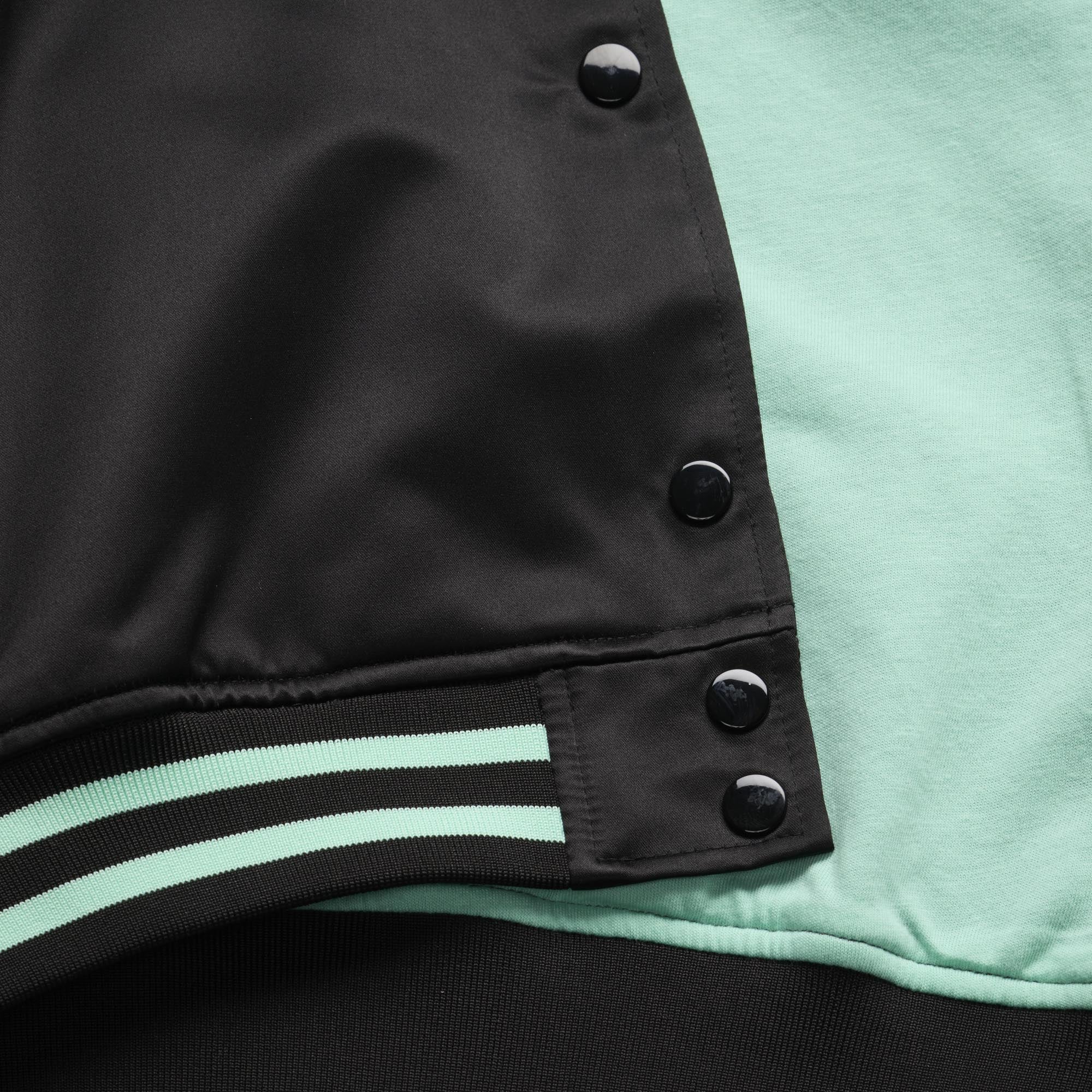 Women's Mitchell & Ness Black New York Liberty Lightweight Cropped Satin Jacket