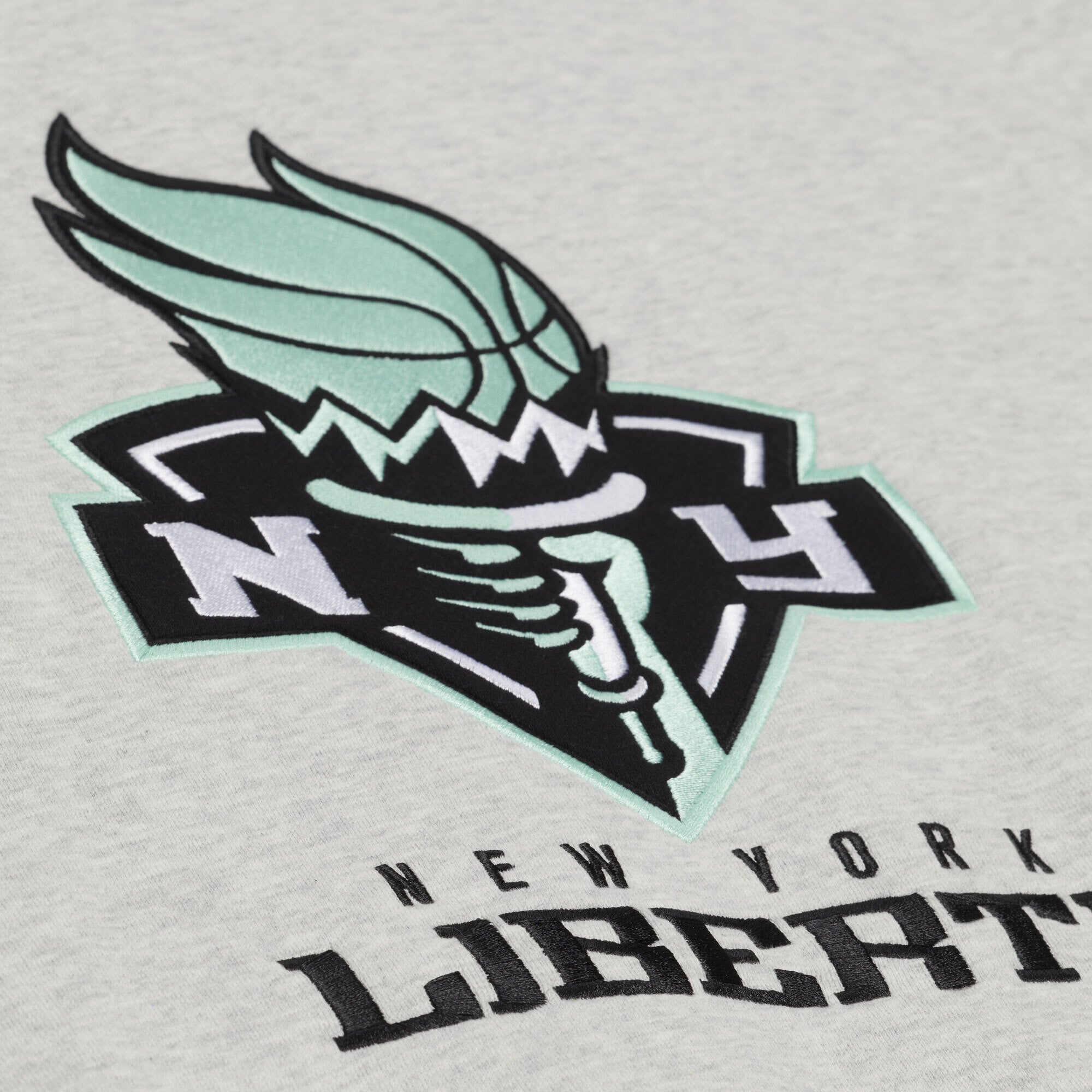 Women's Mitchell & Ness Gray New York Liberty Lightweight Fleece Crewneck Sweatshirt