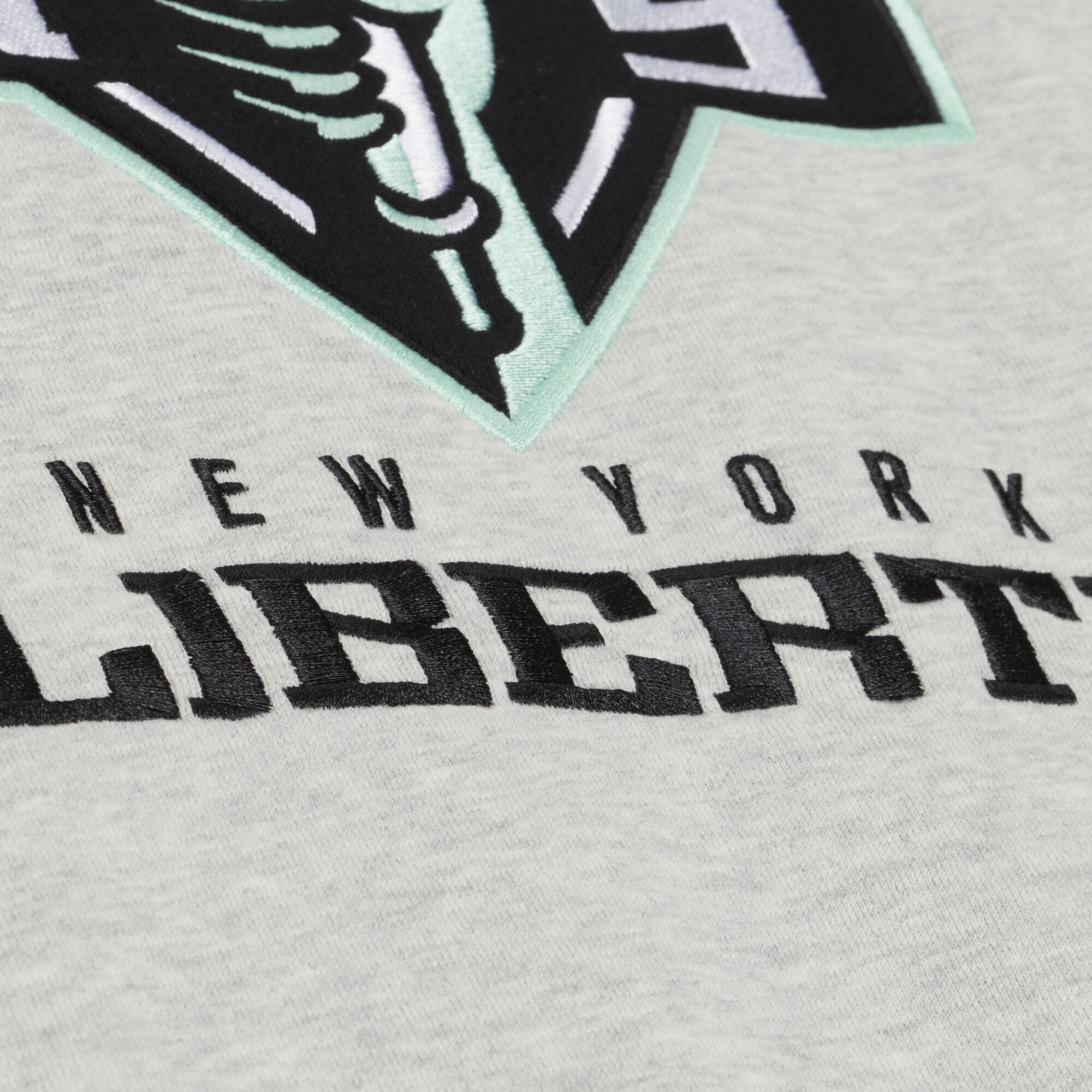 Women's Mitchell & Ness Gray New York Liberty Lightweight Fleece Crewneck Sweatshirt