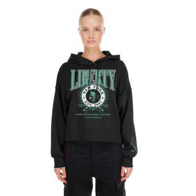  New York Liberty New Era Women's Boxy Dolman Hoodie - Black