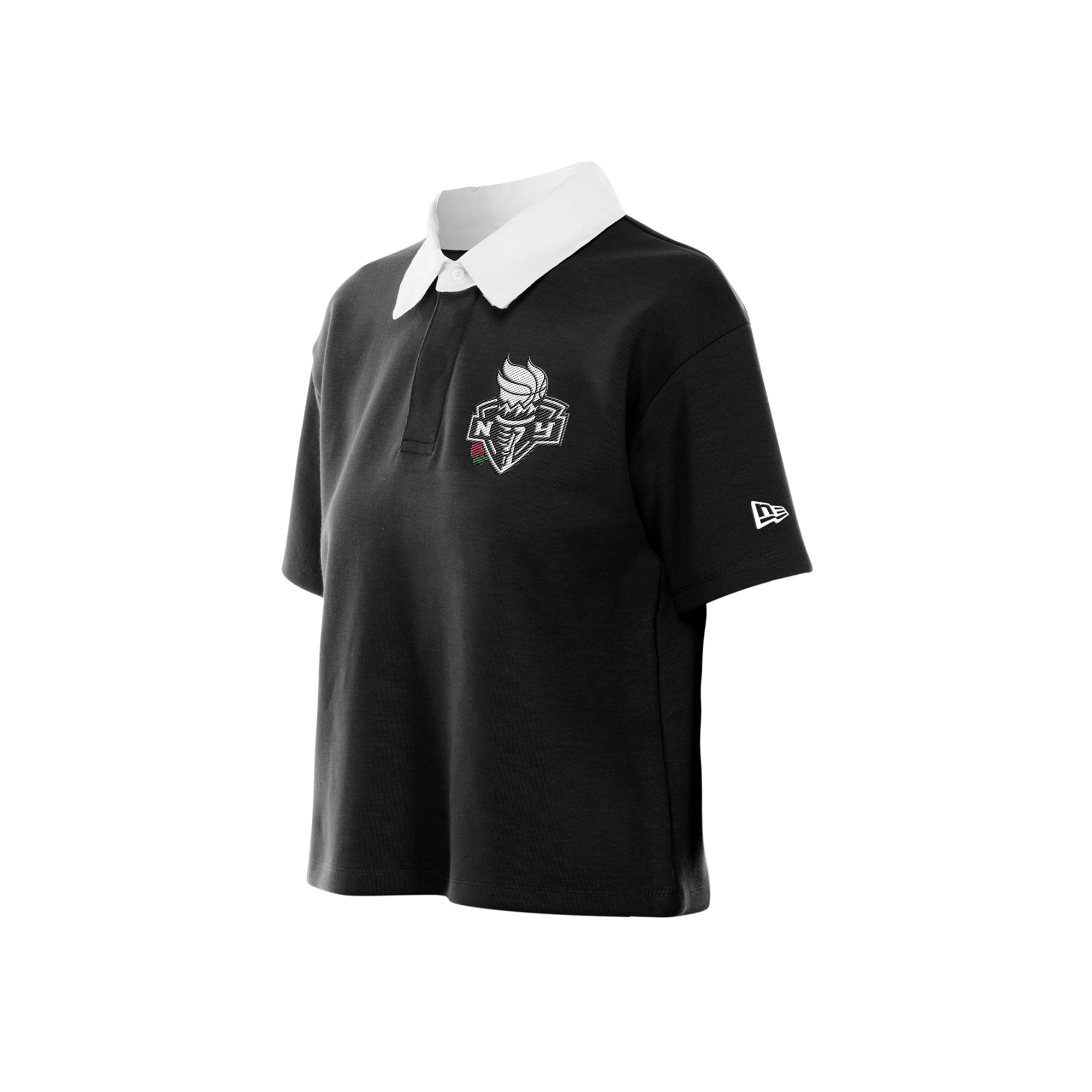 Women's New Era Black York Liberty Throwback Boxy Cropped Polo