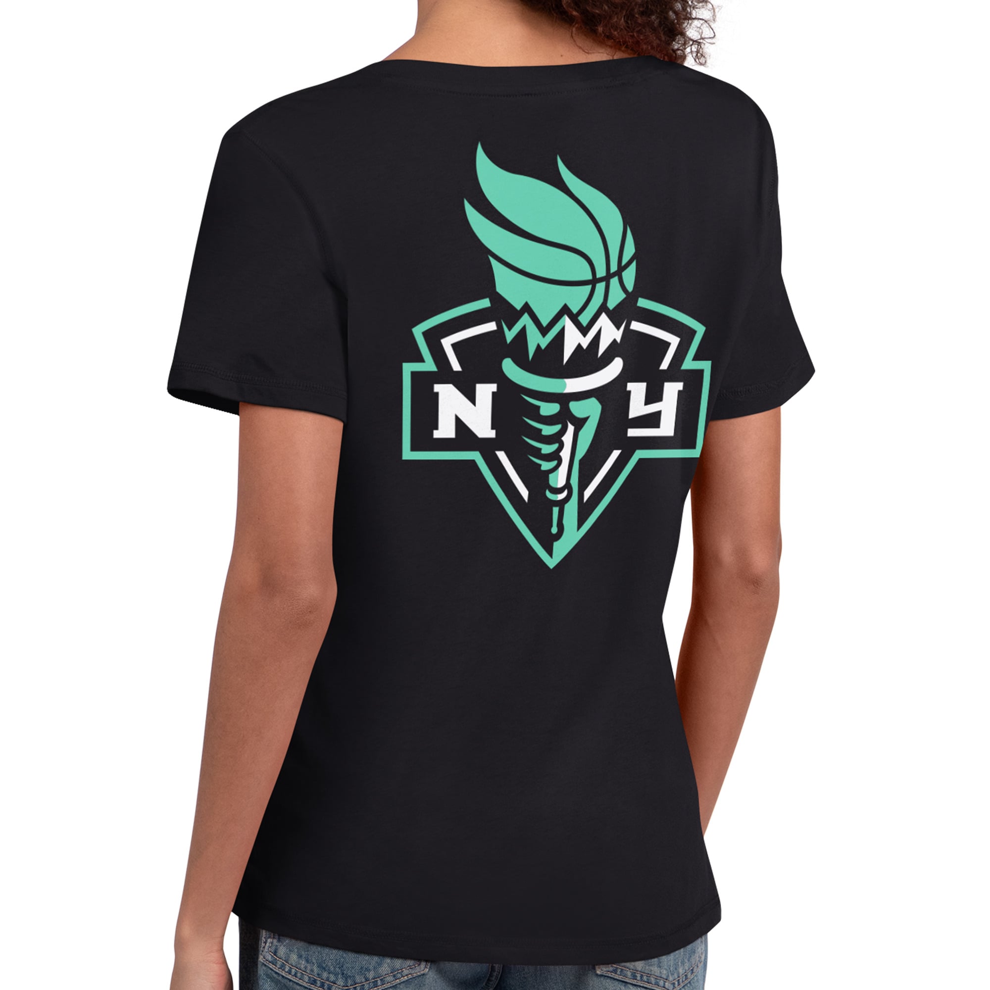 Women's Starter Black New York Liberty WNBA 30th Anniversary Scoop Neck T-Shirt