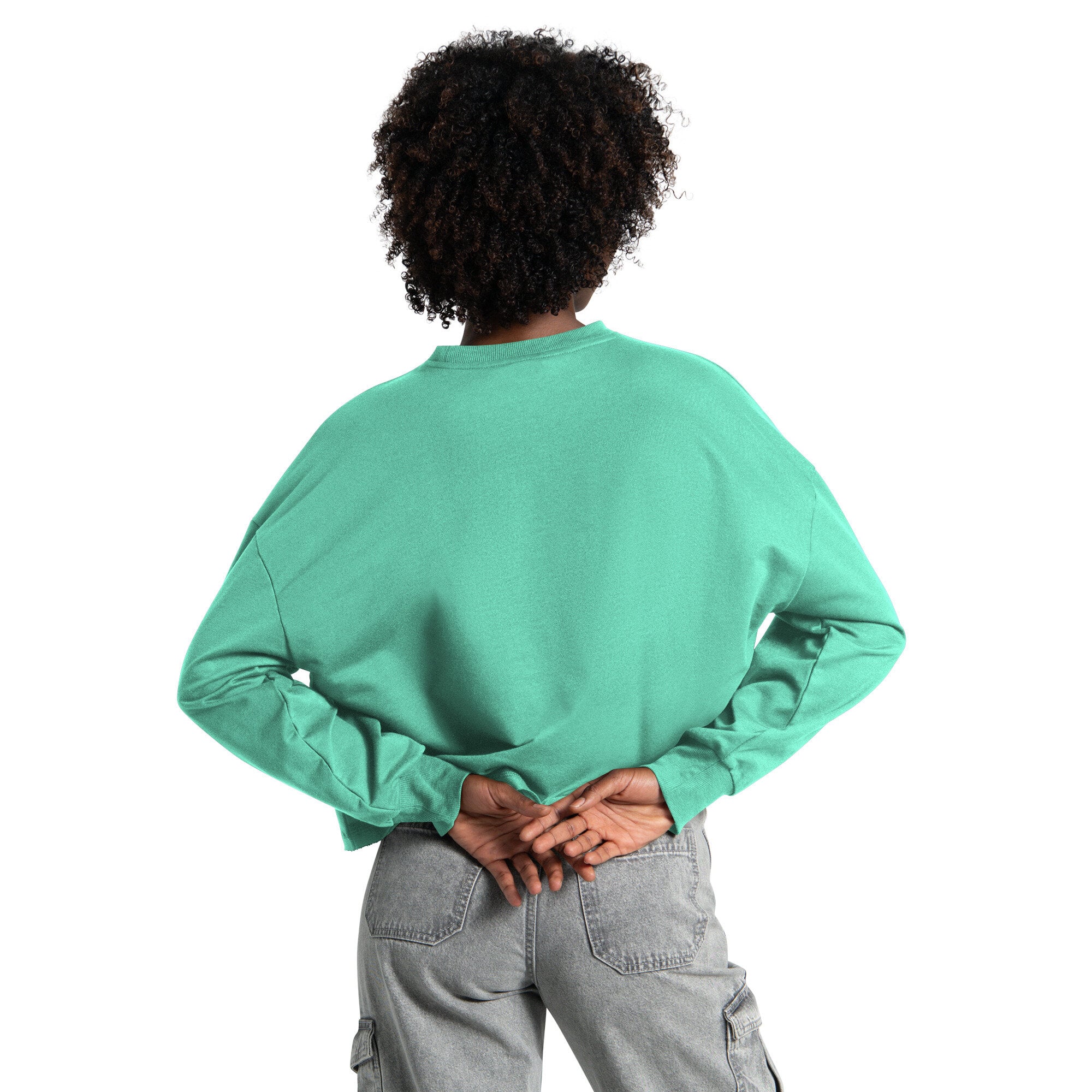 Sweat-shirt court à épaules tombantes Starter Mint New York Liberty Bleachers pour femme