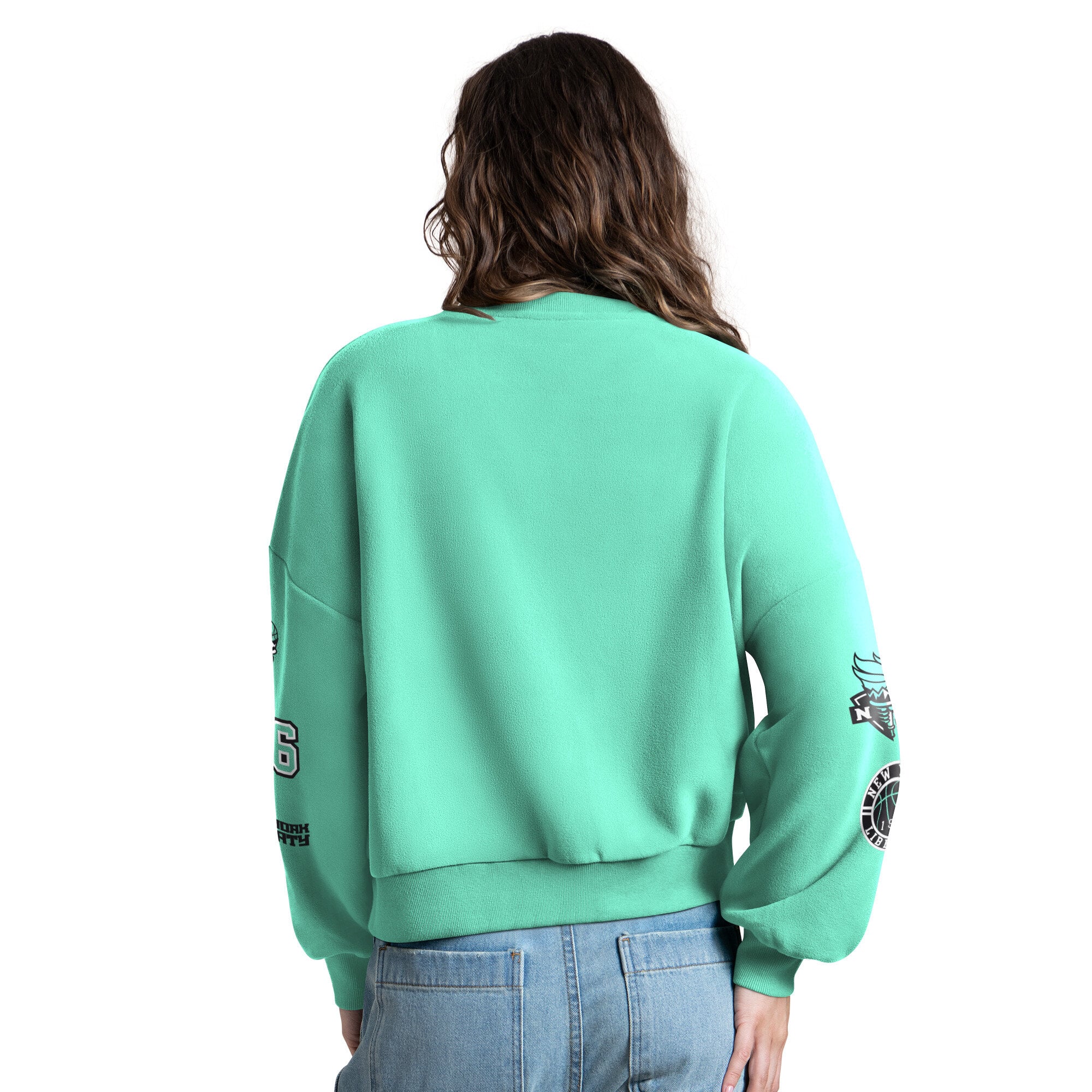 Women's Starter Mint New York Liberty Fan Catch Sweatshirt