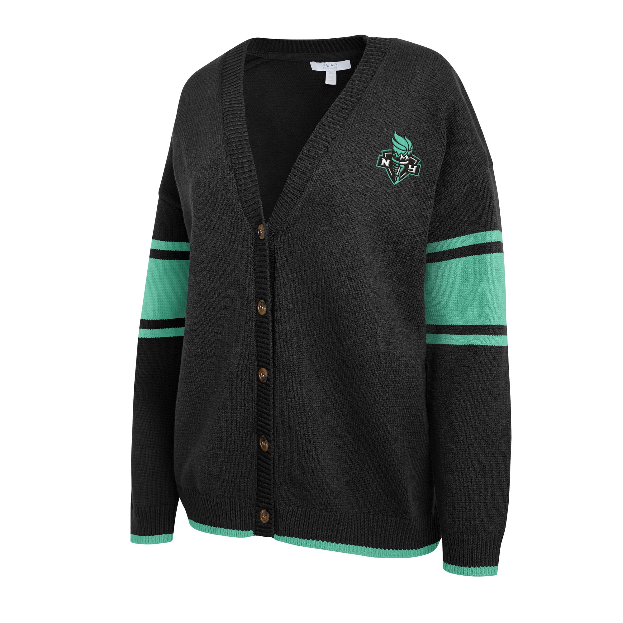 Gilet boutonné noir New York Liberty de la collection femme WEAR by Erin Andrews