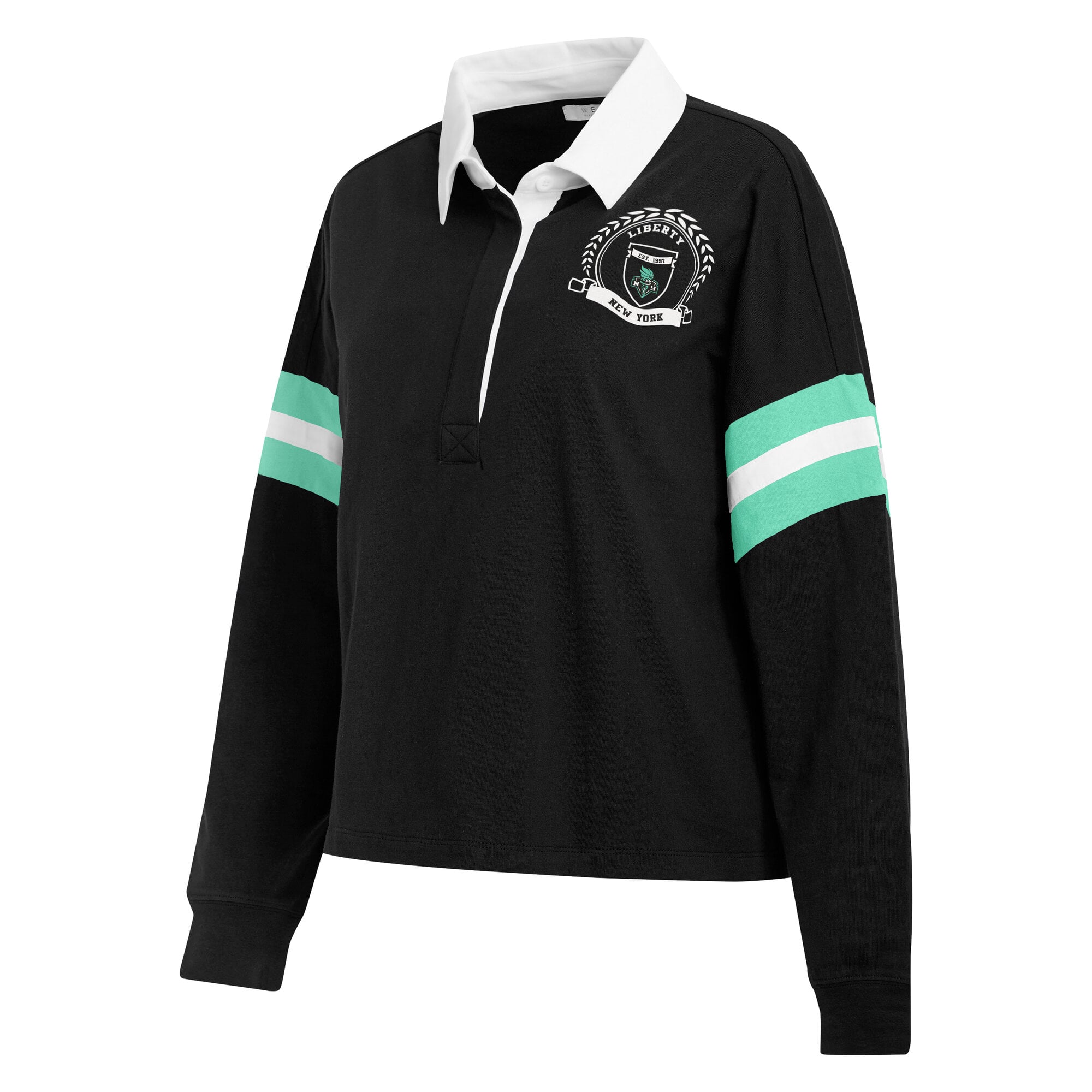 Polo de rugby noir New York Liberty la collection femme WEAR by Erin Andrews