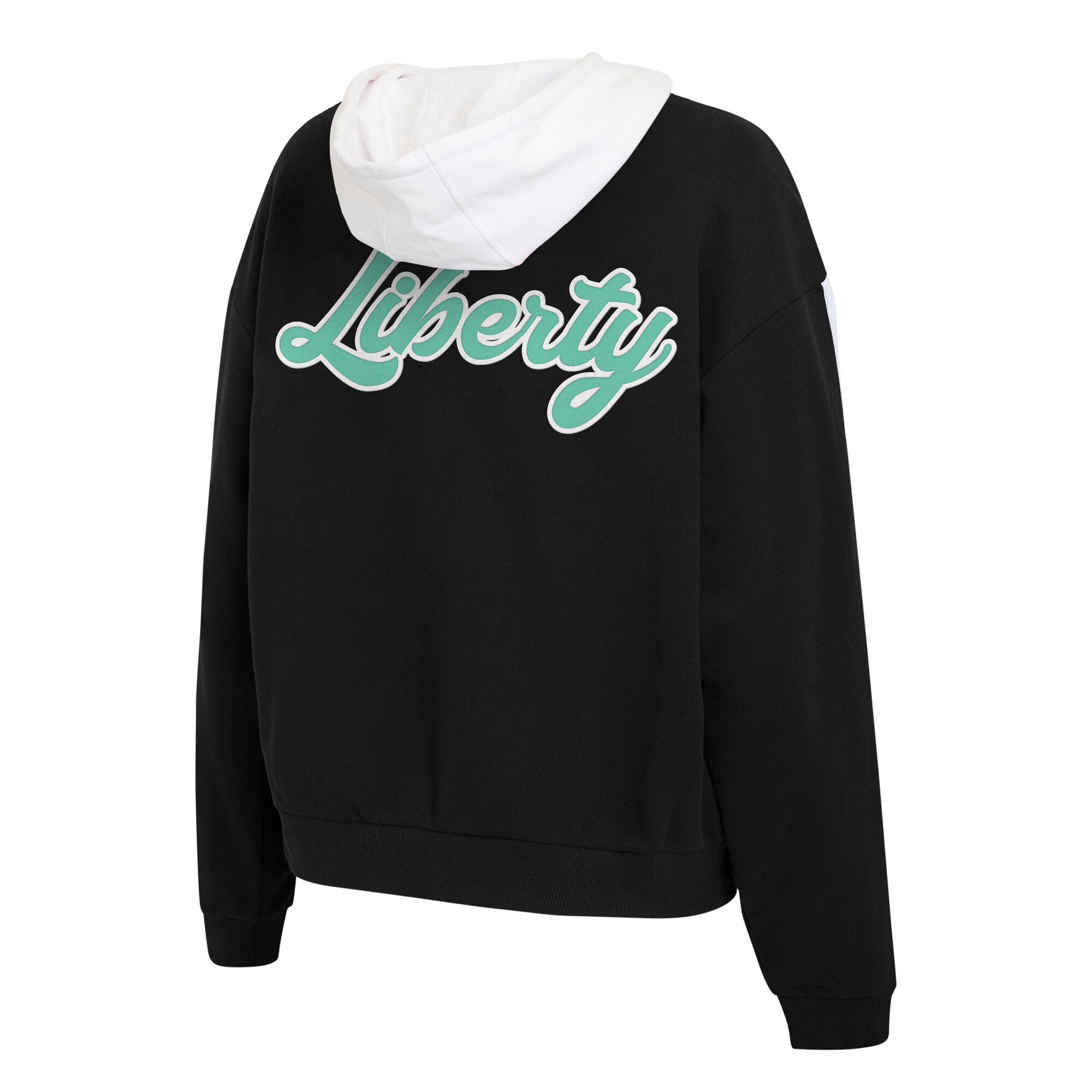 Sweat à capuche zippé noir et blanc New York Liberty de la marque WEAR by Erin Andrews pour femme