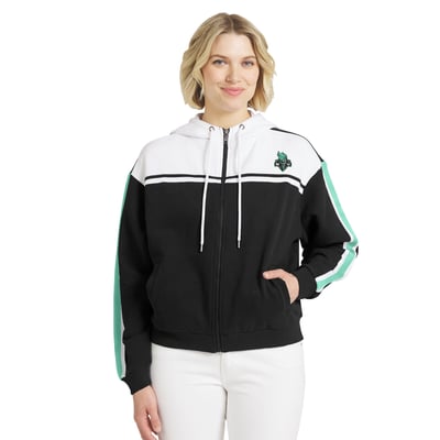 New York Liberty WEAR by Erin Andrews Women's Color Blocked Full-Zip Hoodie - Black/White