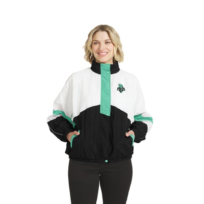 New York Liberty WEAR by Erin Andrews Women's Full-Zip Hooded Windbreaker Jacket - White/Black