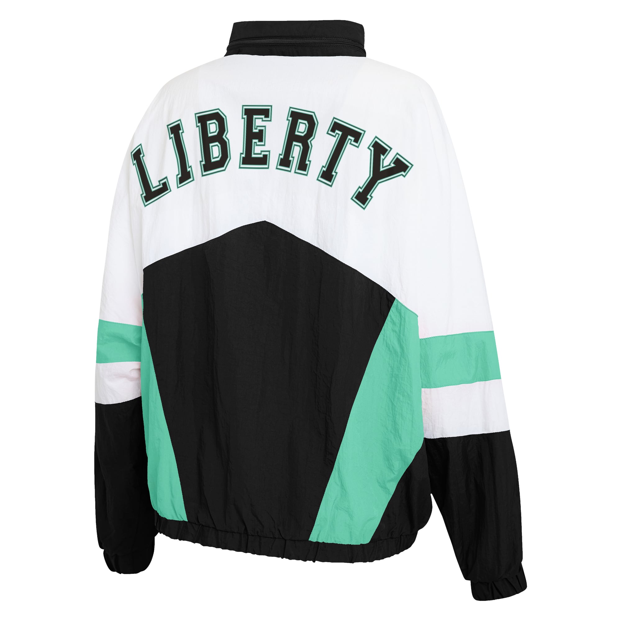 Veste coupe-vent zippée New York Liberty blanche et noire pour femme de la marque WEAR by Erin Andrews