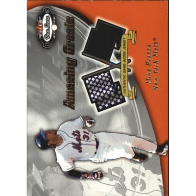 2002 Fleer Box Score Amazing Greats Single Swatch #10 Mike Piazza