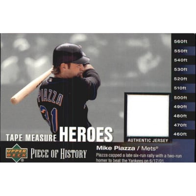 2002 UD Piece of History Tape Measure Heroes Jersey #MP Mike Piazza