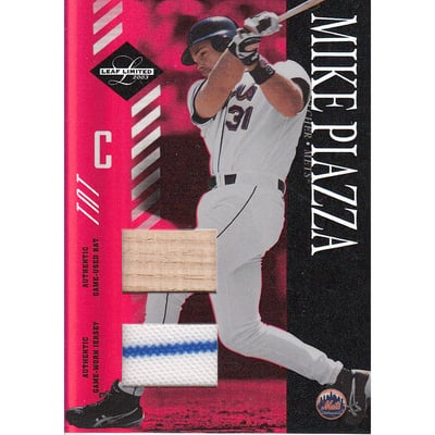 2003 Leaf Limited TNT #64 M.Piazza Mets H Bat-Jsy