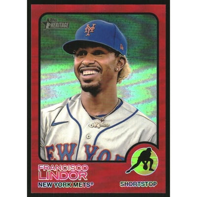 2022 Topps Heritage Chrome Red Refractors #196 Francisco Lindor