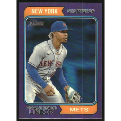 2023 Topps Heritage Chrome Purple Refractors #401 Francisco Lindor