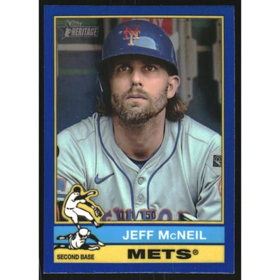 2025 Topps Heritage Chrome Blue Refractors #31 Jeff McNeil