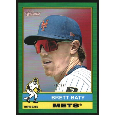2025 Topps Heritage Chrome Green Refractors #532 Brett Baty