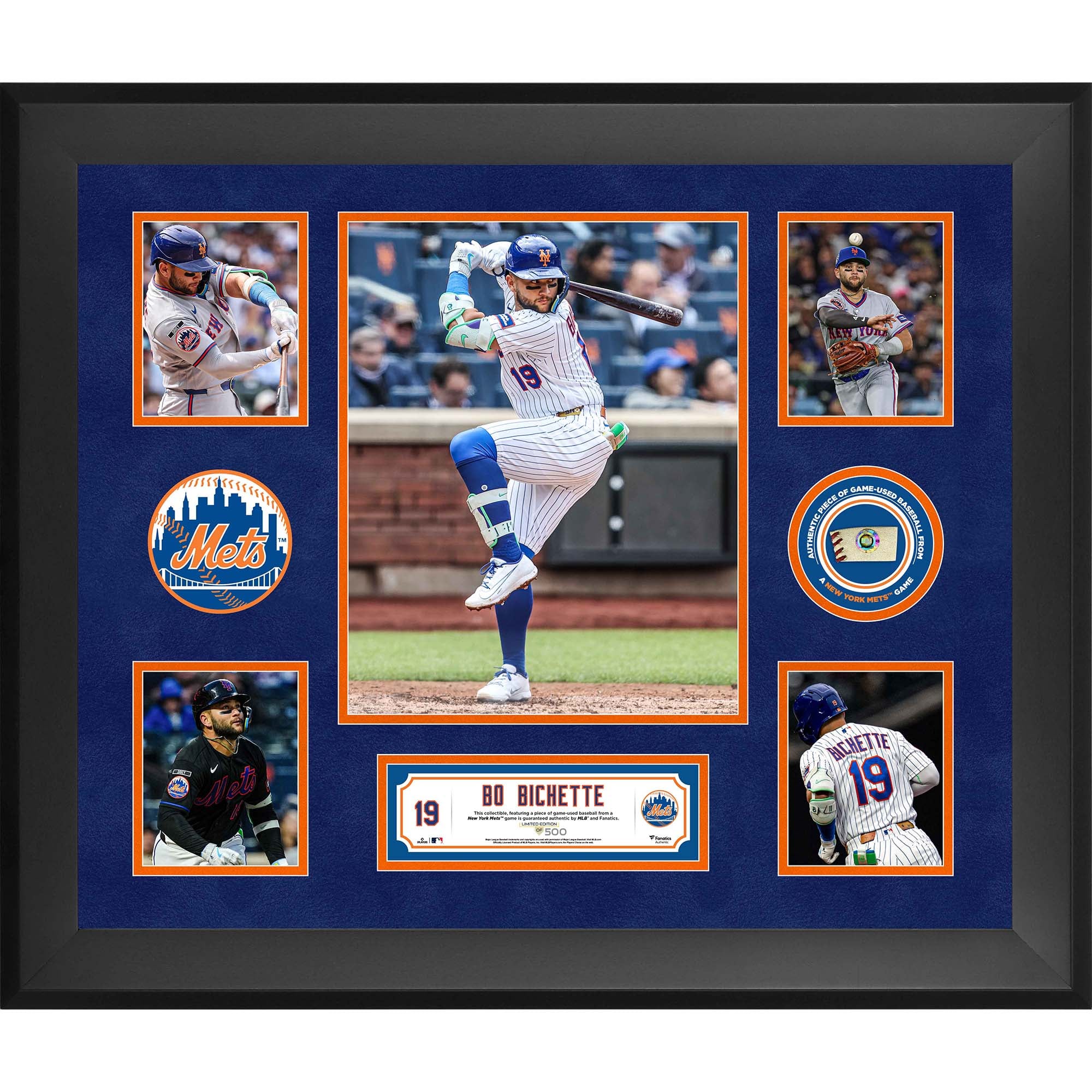 Bo Bichette New York Mets Framed 5-Photo Collage with a Piece of Game-Used Ball - Limited Edition of 500