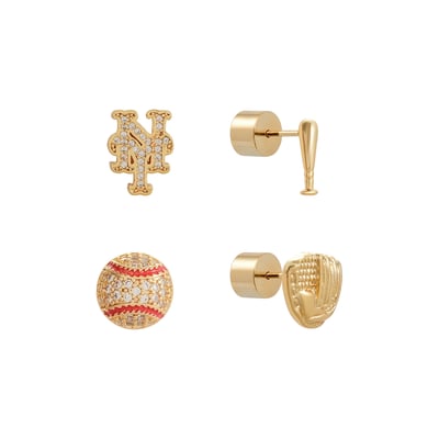 New York Mets by Jill Martin Glam Day 4-Pack Post Back Earrings Set