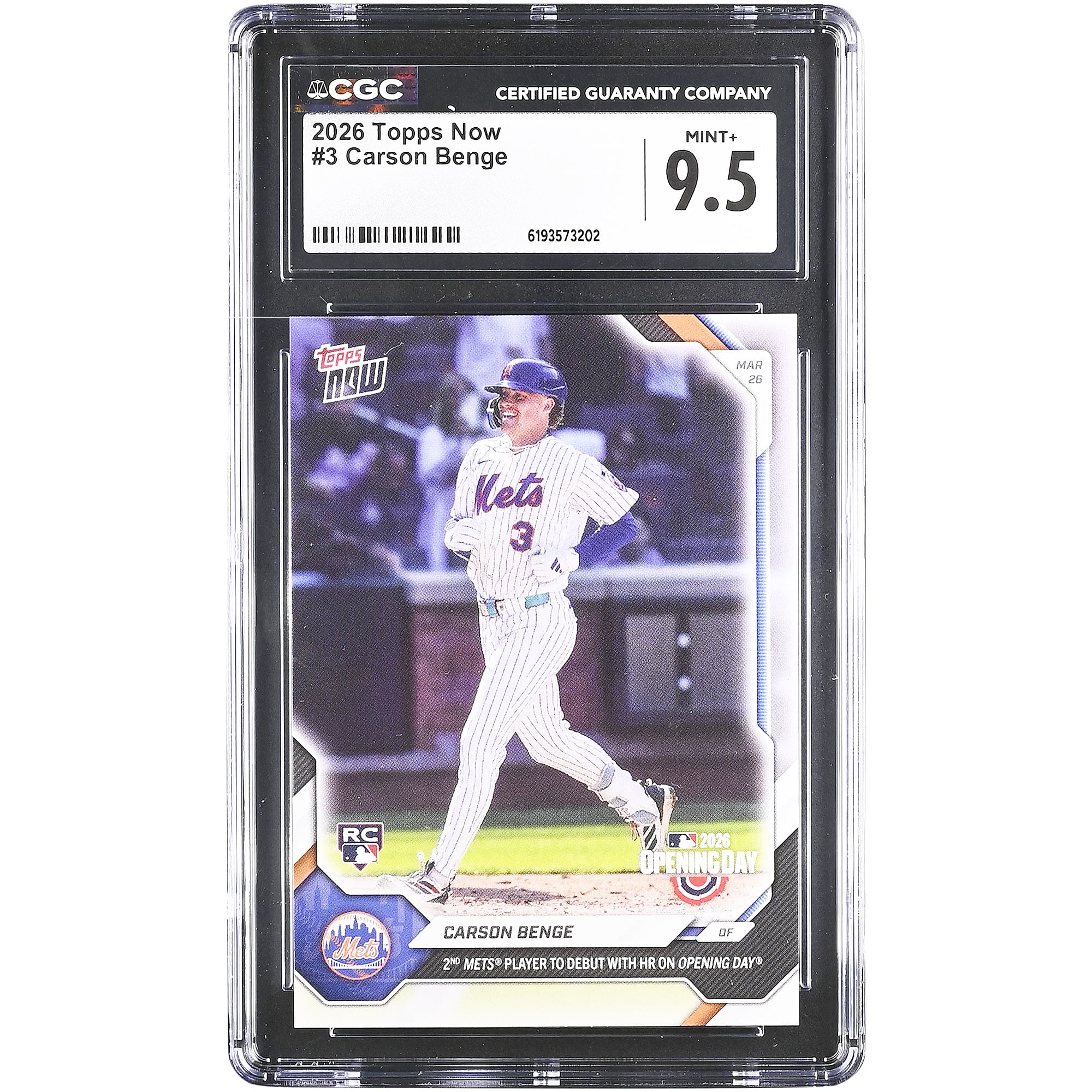Carson Benge, New York Mets 2026 Topps Now, 2e joueur des Mets à frapper un circuit lors du match d'ouverture
