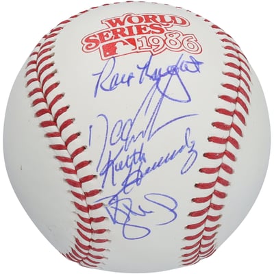 Darryl Strawberry, Dwight Gooden, Keith Hernandez & Ray Knight New York Mets Autographed Fanatics Authentic 1986 World Series Logo Baseball 