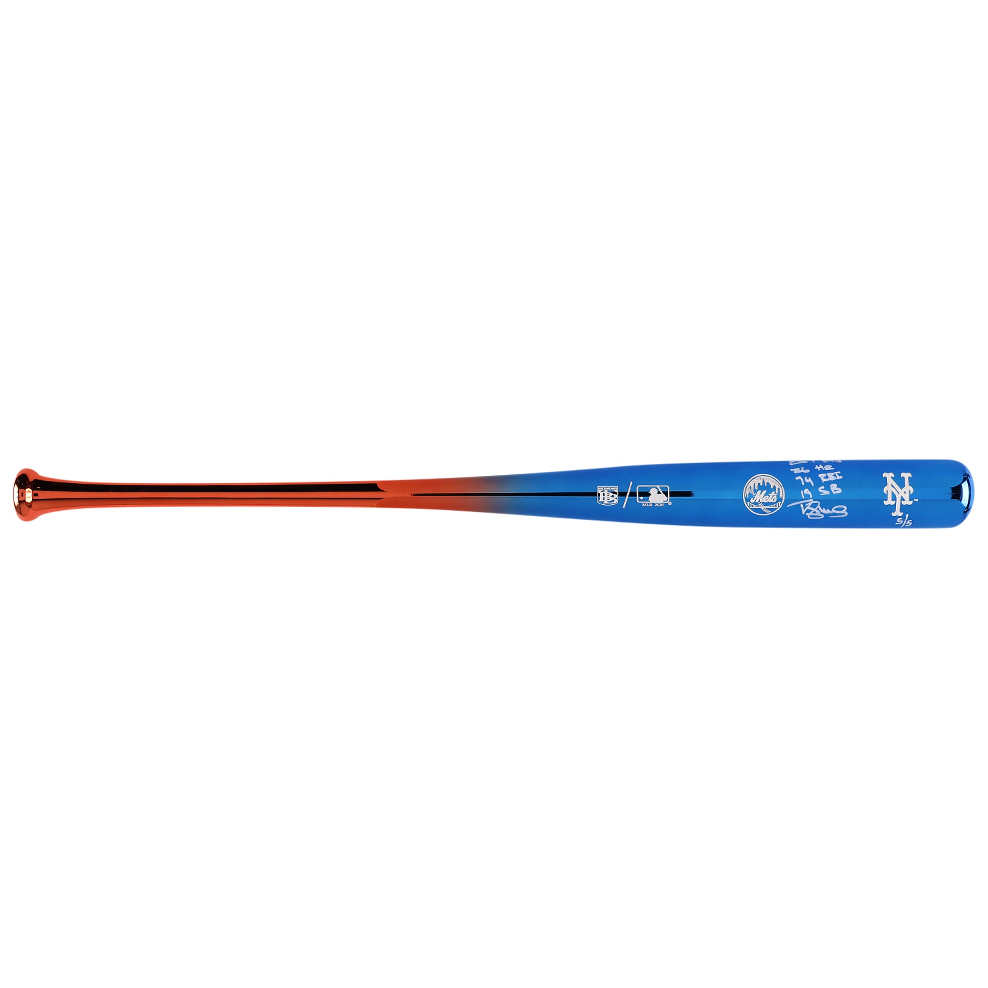 Bâton chromé Big Time Bats autographié par Darryl Strawberry des Mets de New York, avec plusieurs inscriptions de son année de recrue - Édition limitée n° 5/5
