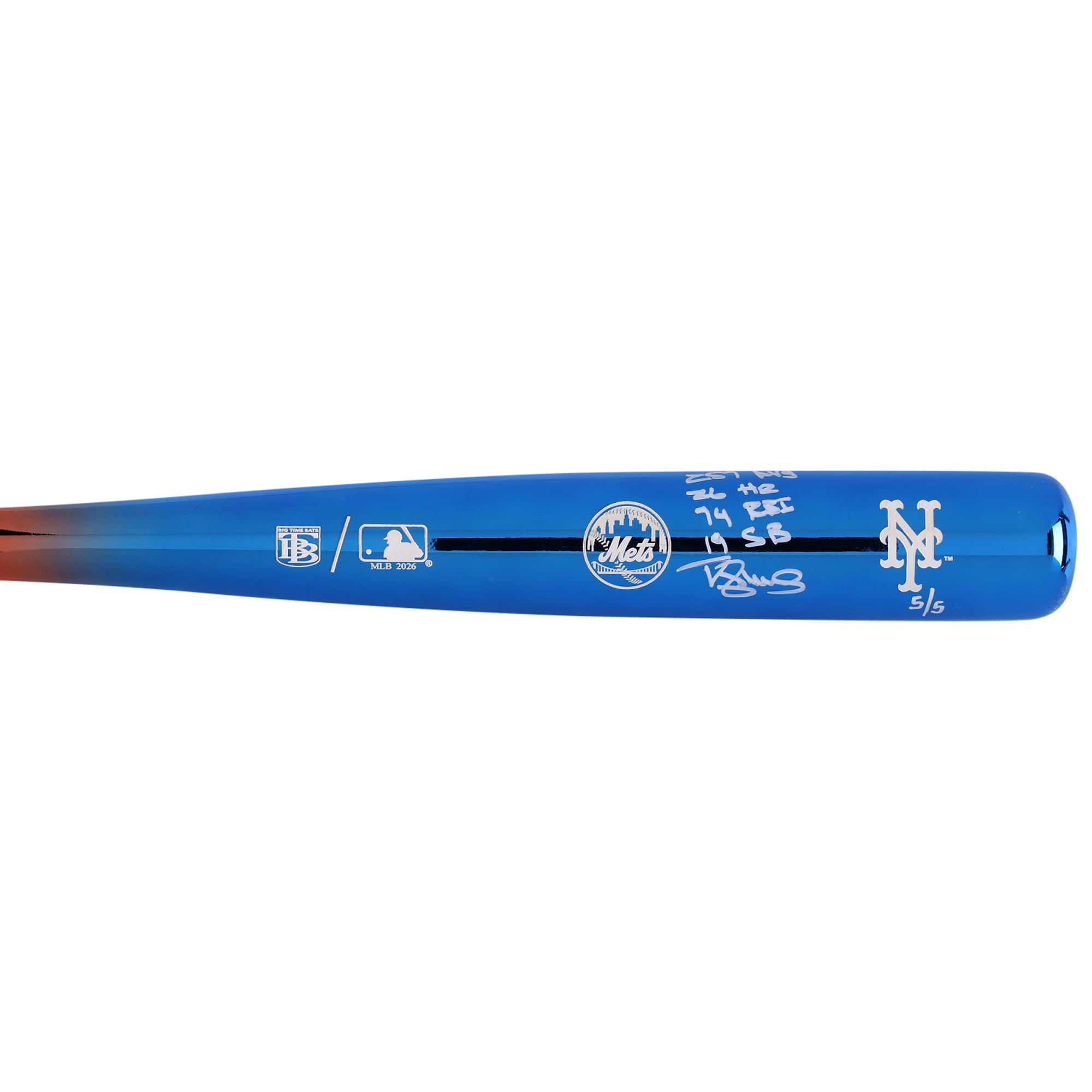 Bâton chromé Big Time Bats autographié par Darryl Strawberry des Mets de New York, avec plusieurs inscriptions de son année de recrue - Édition limitée n° 5/5