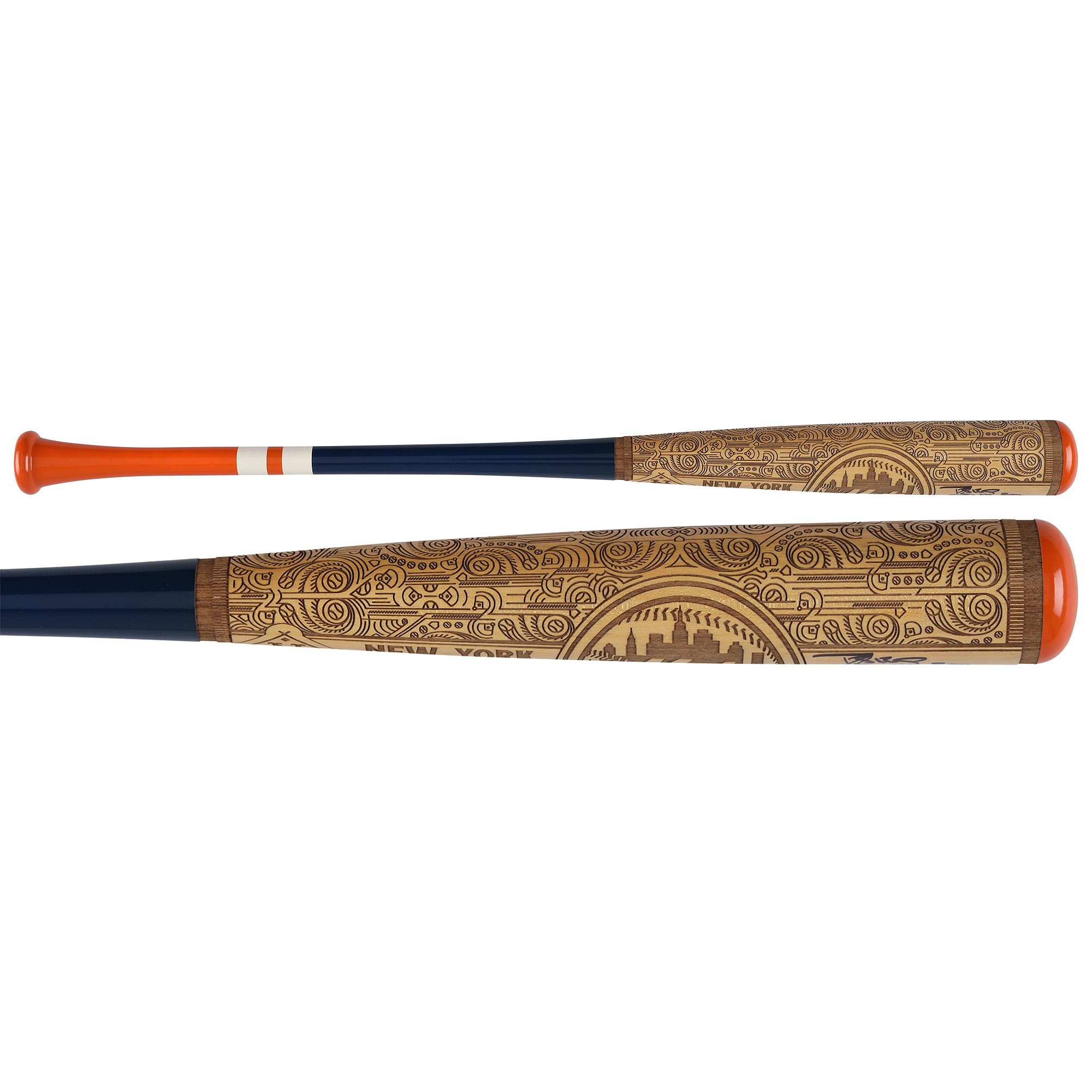 Darryl Strawberry New York Mets Autographed Pillbox Bat Company Mural Series Bat with Multiple Inscriptions
