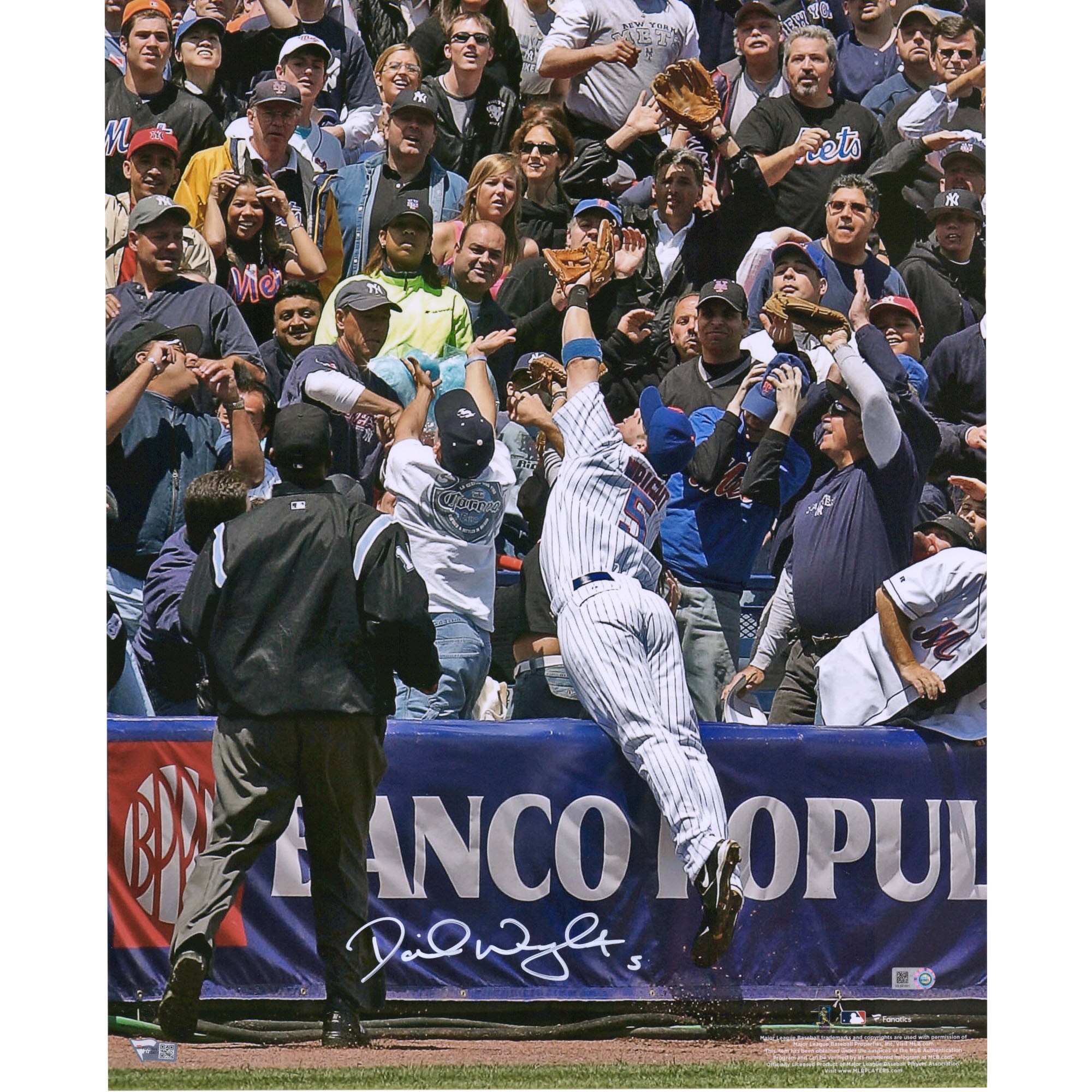 David Wright New York Mets Autographed 16" x 20" Catch into the Stands Photograph