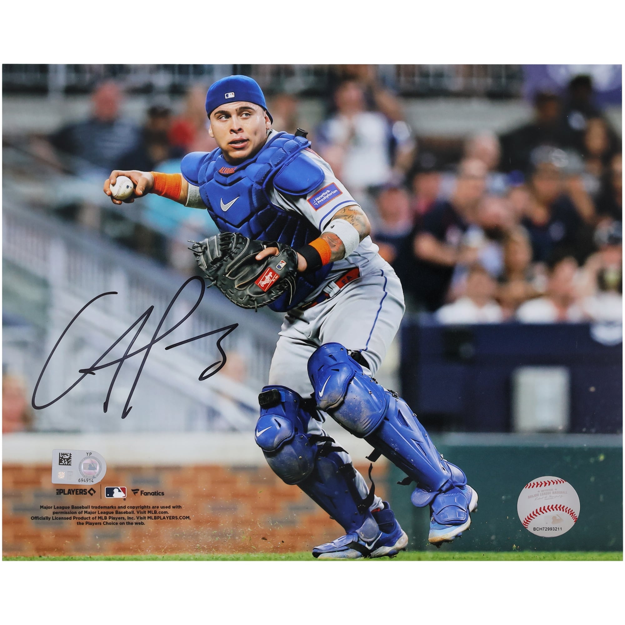 Francisco Alvarez New York Mets Autographed 8" x 10" Catching Photograph