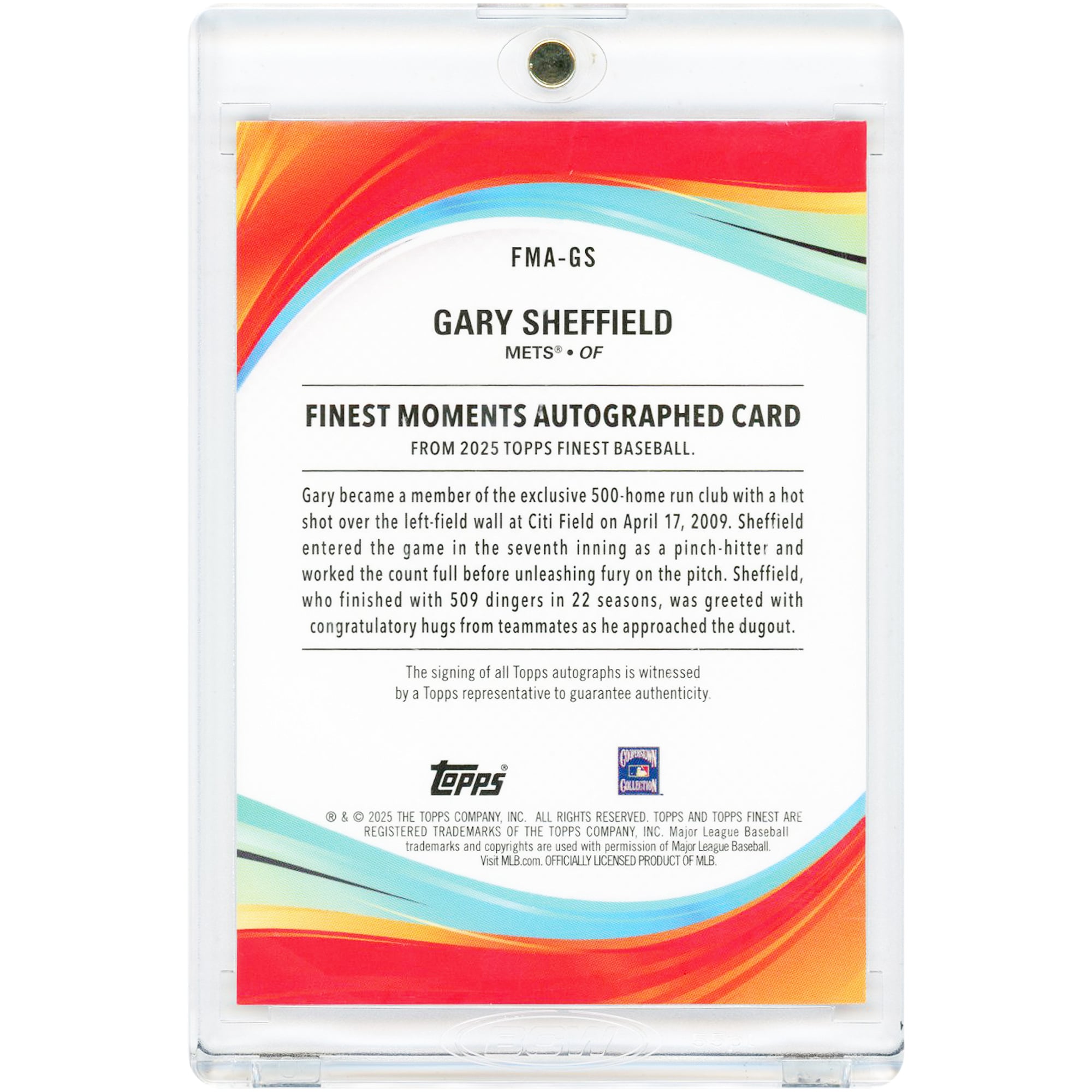 Carte autographiée Gary Sheffield des Mets de New York, collection Topps Finest Moments 2025 #FMA-GS