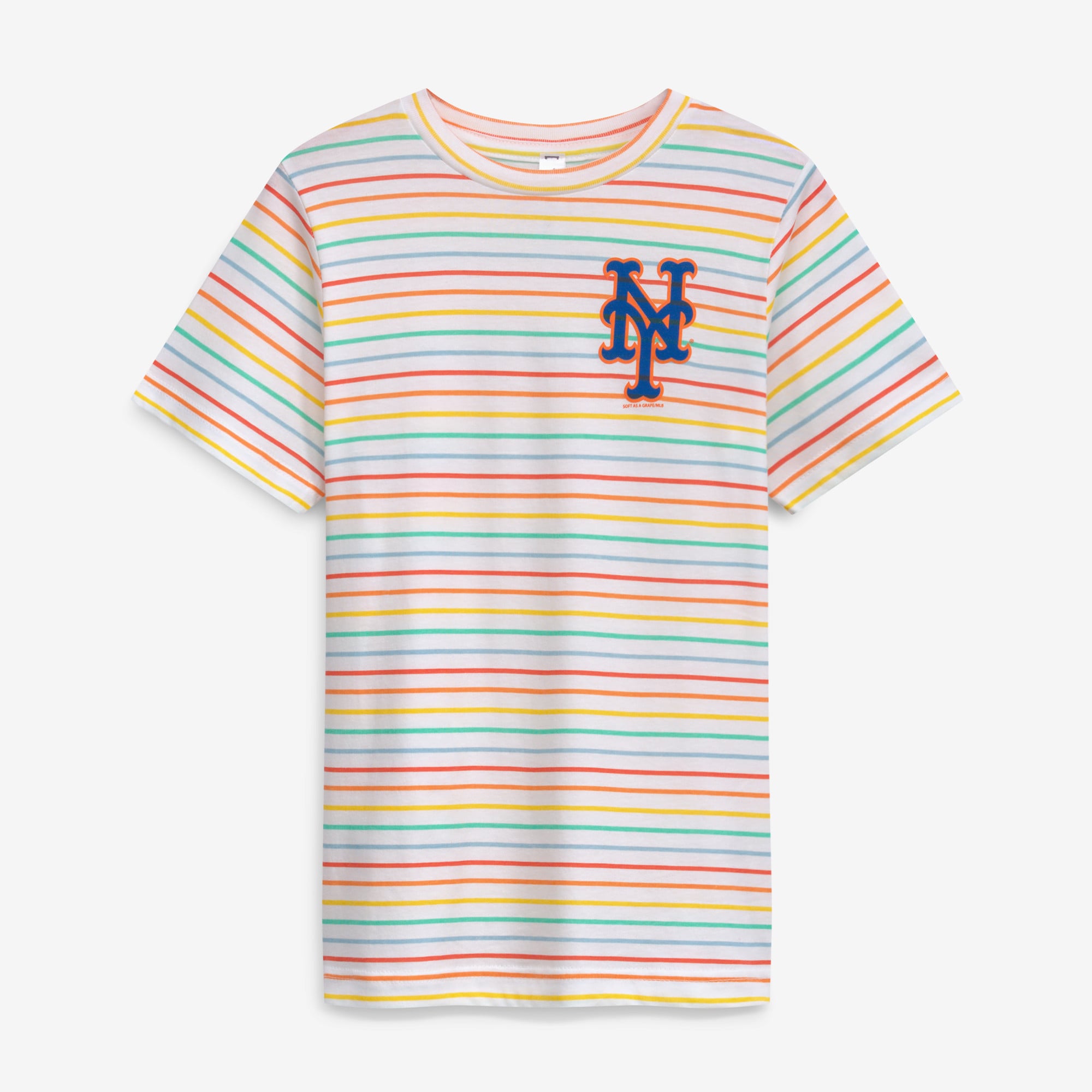 Girls Youth Soft as a Grape  White New York Mets Striped T-Shirt