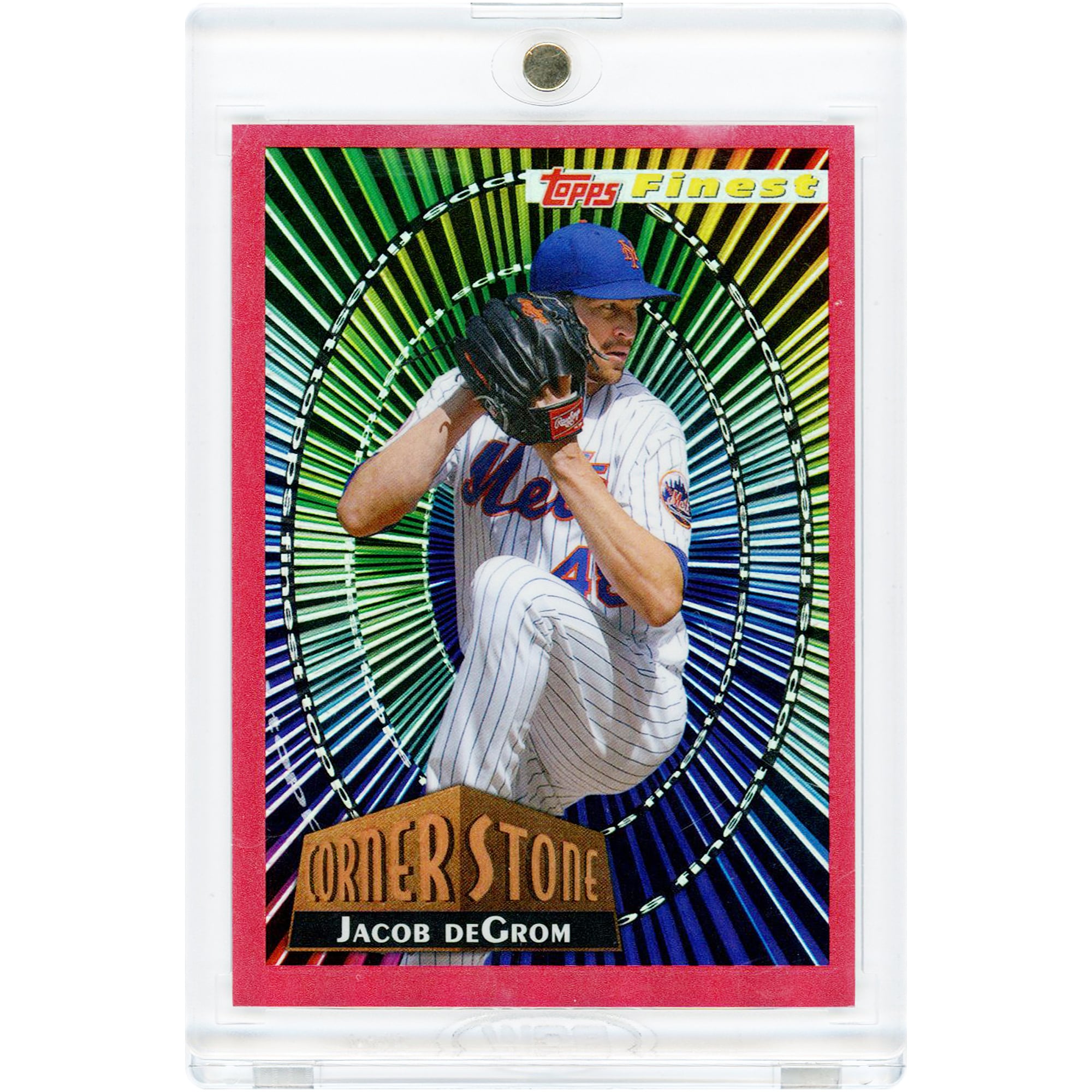Carte Jacob deGrom New York Mets 2022 Topps Finest Corner Stone Red Refractor #94FC-JD #4/5