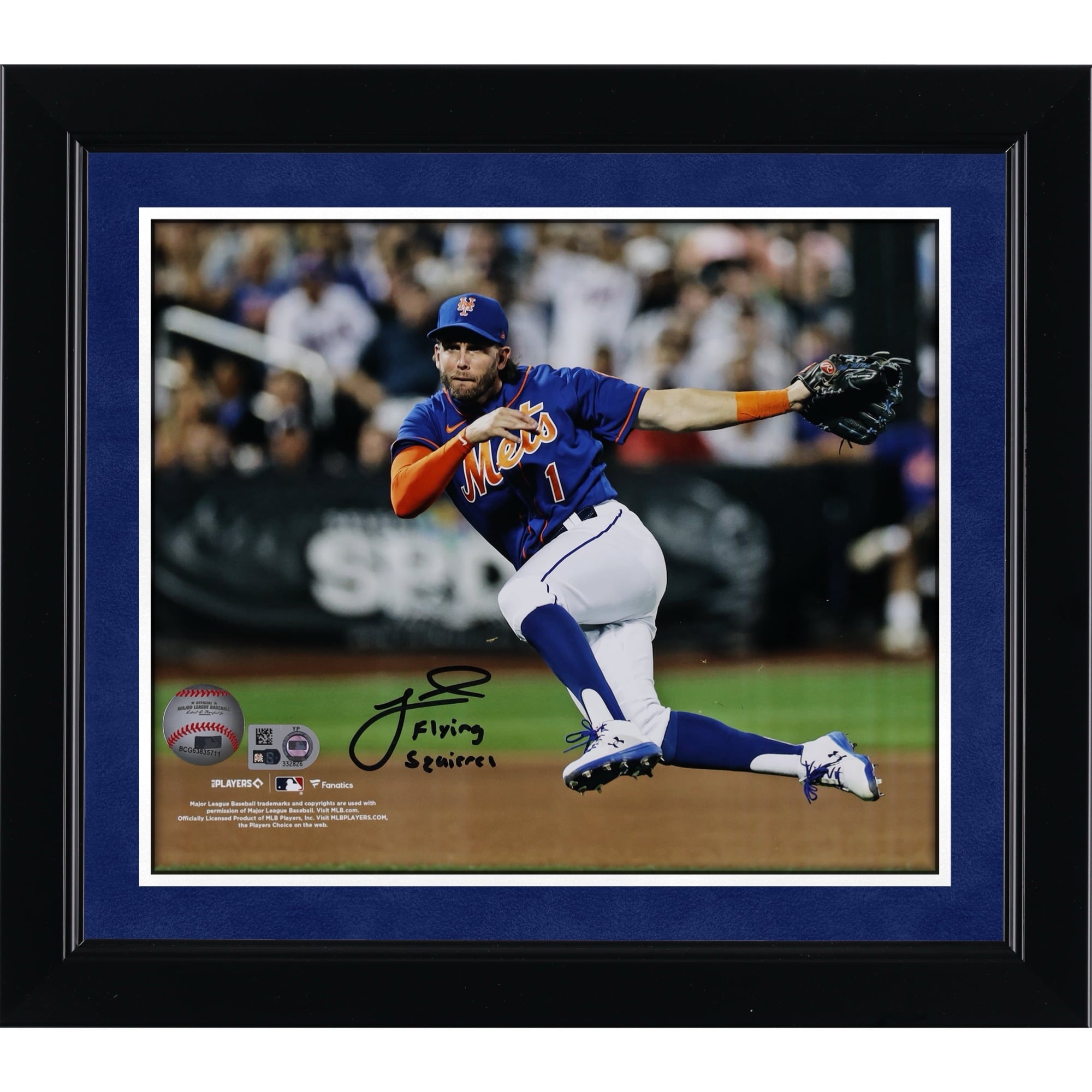 Jeff McNeil New York Mets Autographed 8" x 10" Jump Throw Photograph with "Flying Squirrel" Inscription
