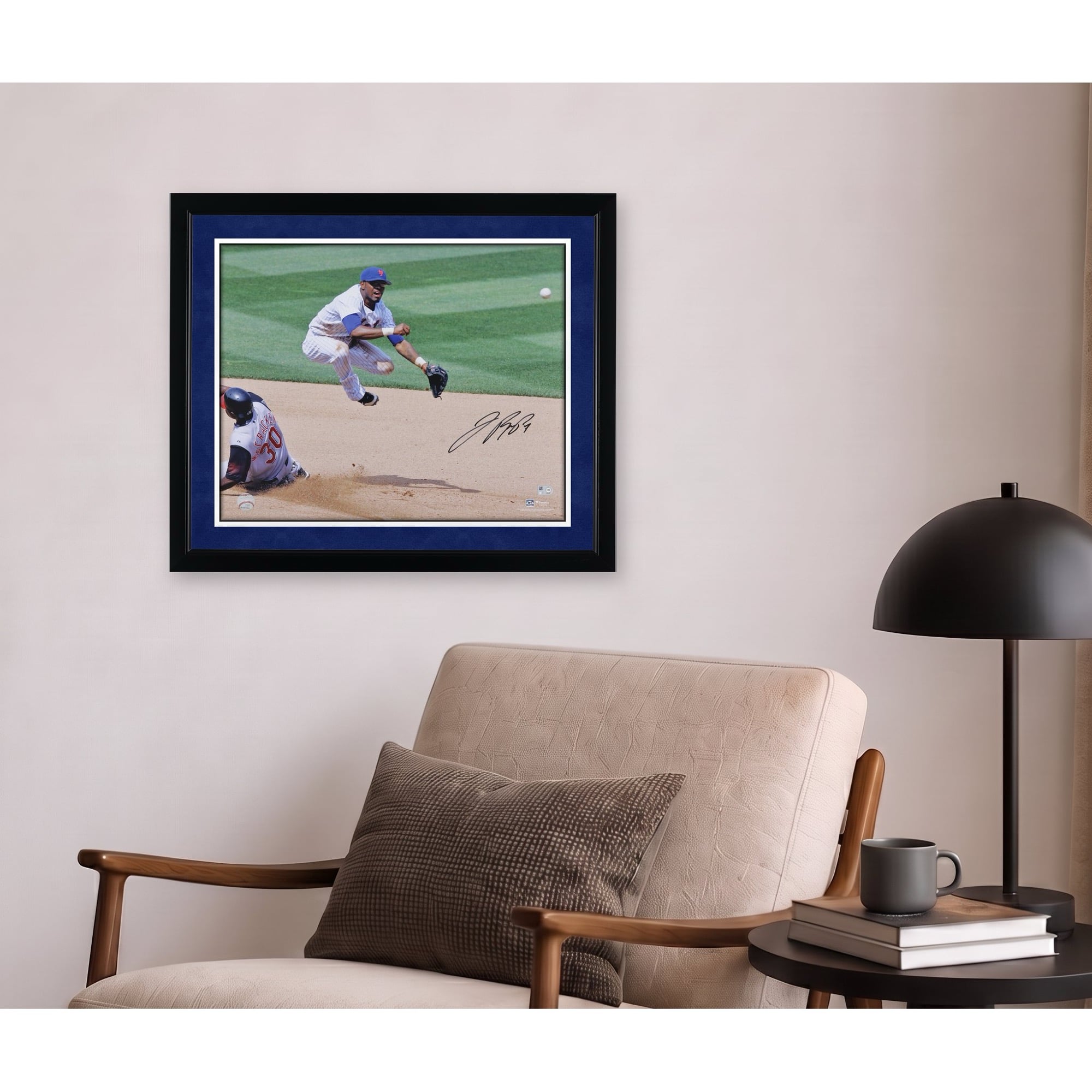 Jose Reyes New York Mets Autographed 16" x 20" Jump Throw Double Play Photograph