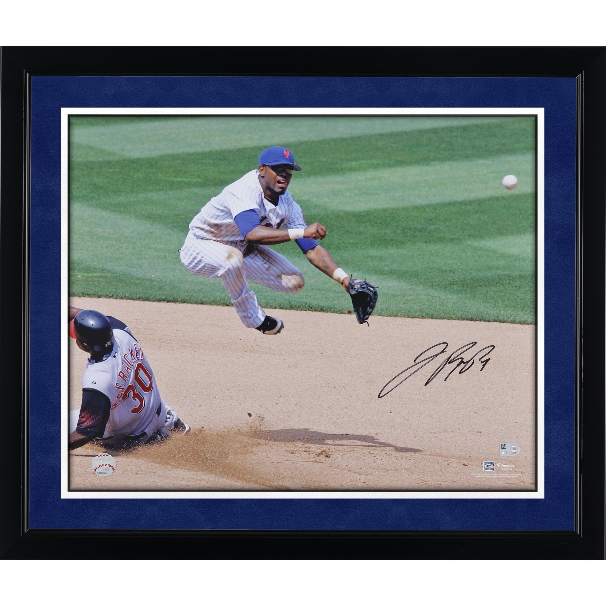 Jose Reyes New York Mets Autographed 16" x 20" Jump Throw Double Play Photograph