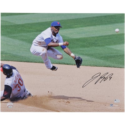 Jose Reyes New York Mets Autographed Fanatics Authentic 16" x 20" Jump Throw Double Play Photograph  