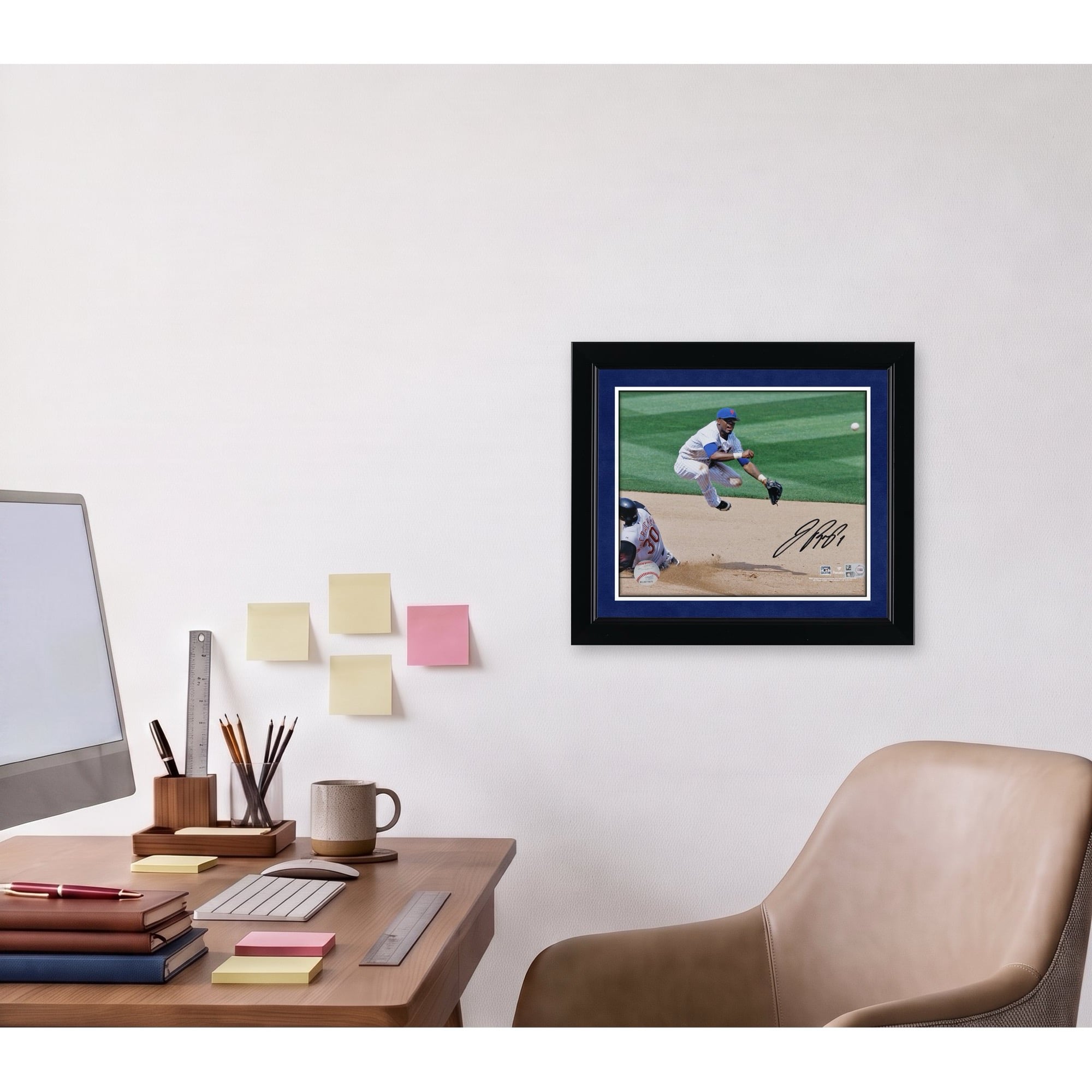 Jose Reyes New York Mets Autographed 8" x 10" Jump Throw Double Play Photograph