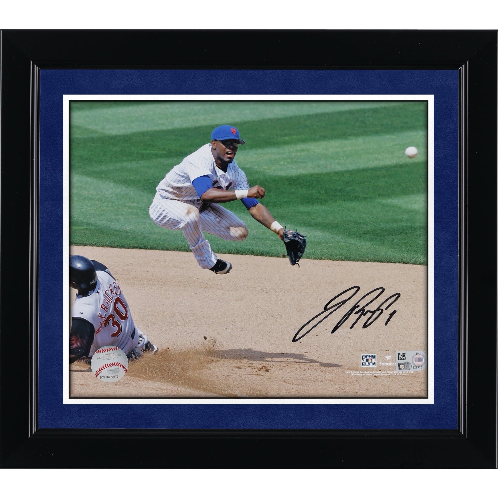 Jose Reyes New York Mets Autographed 8" x 10" Jump Throw Double Play Photograph